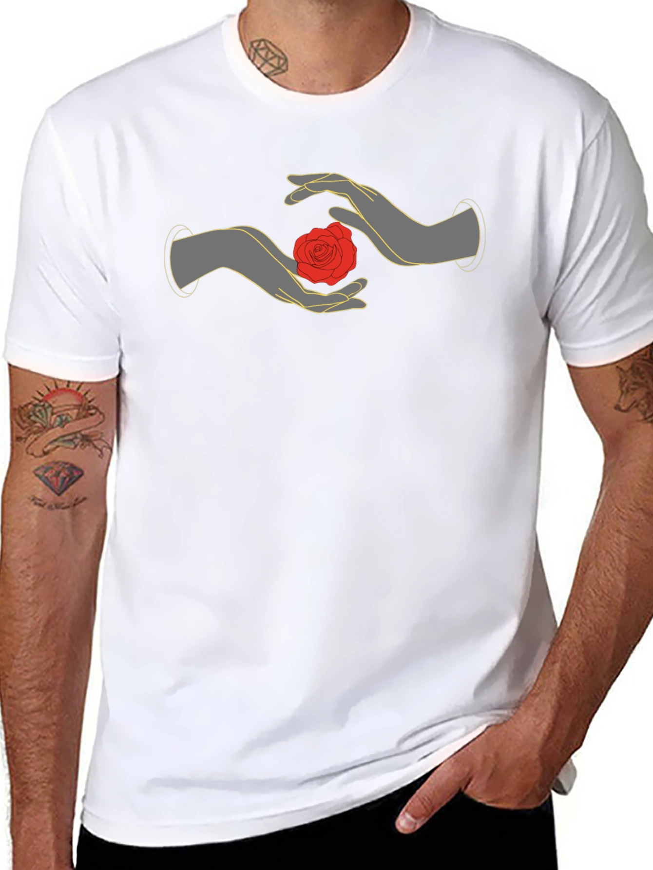 Mystic Rose Hands Graphic Tee - Black