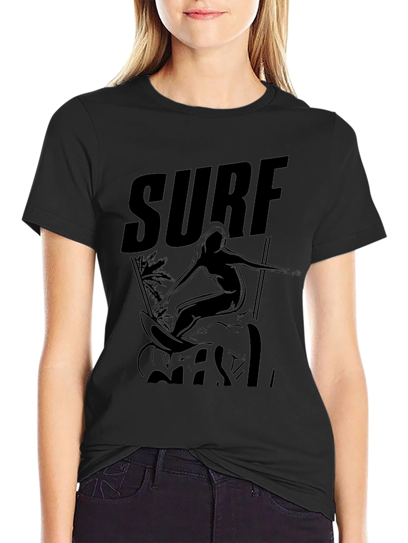 Surf Girl Black Graphic Tee