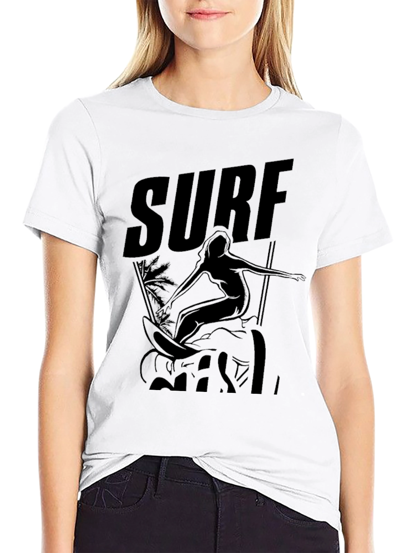 Surf Girl Black Graphic Tee