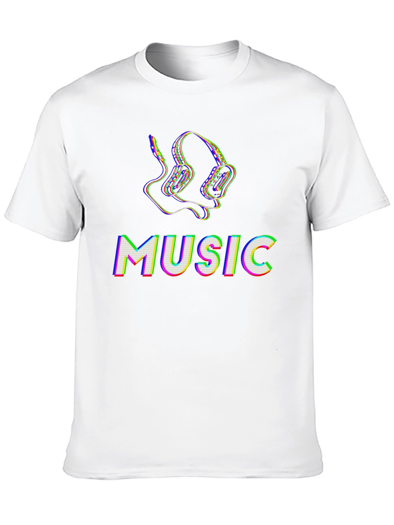 Music Headphones Graphic Tee - Black Cotton T-Shirt