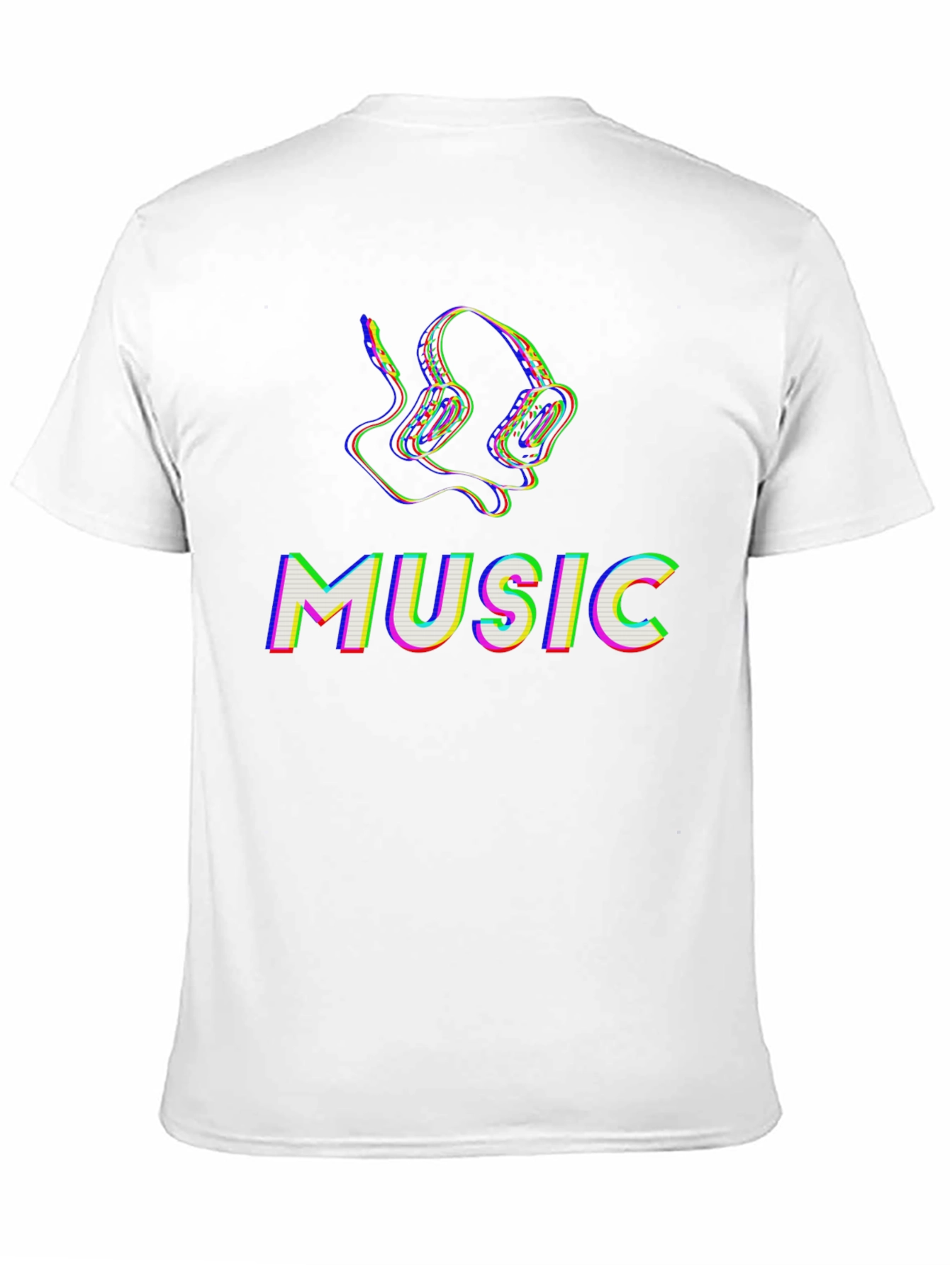 Music Headphones Graphic Tee - Black Cotton T-Shirt
