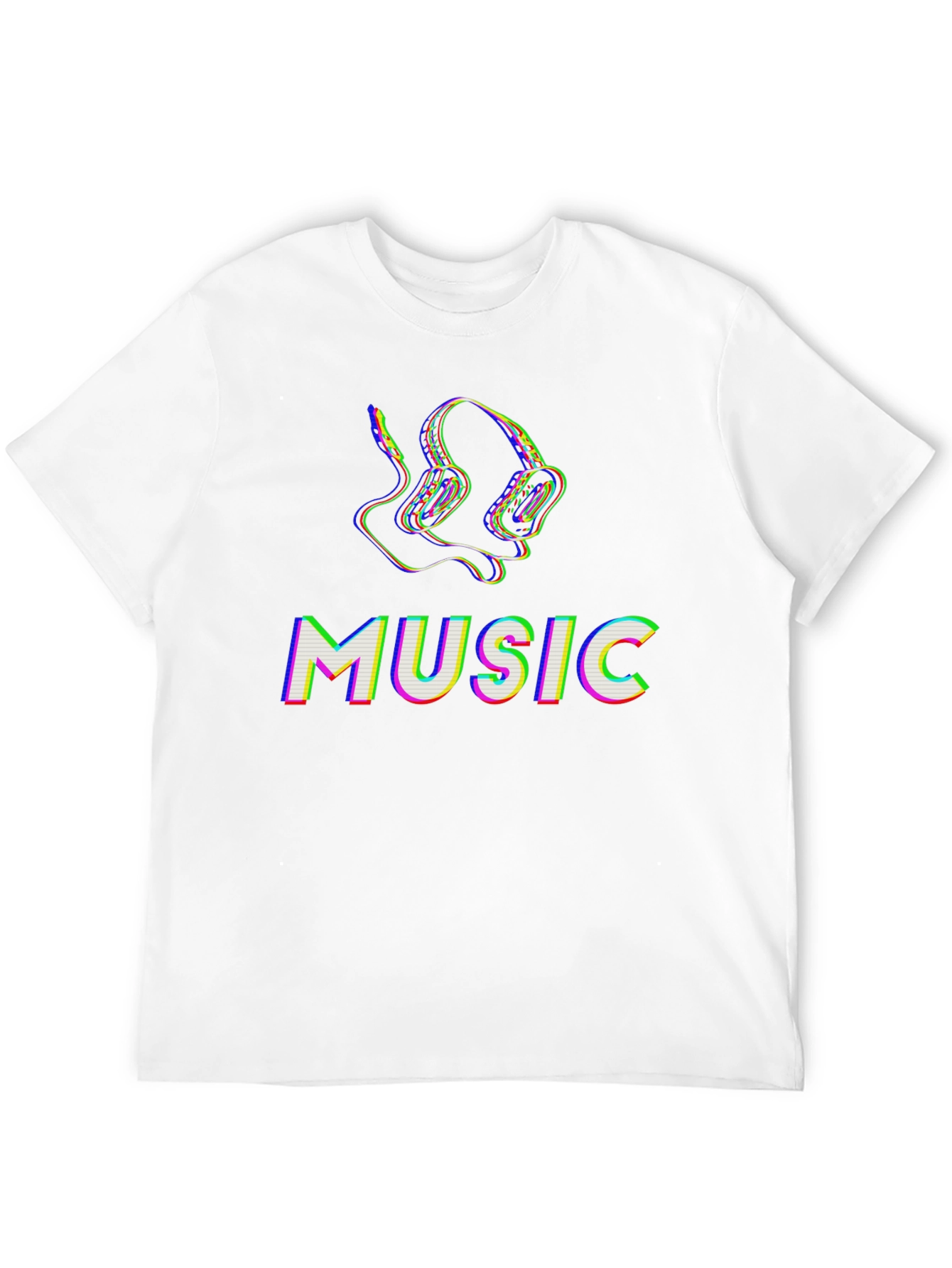 Music Headphones Graphic Tee - Black Cotton T-Shirt
