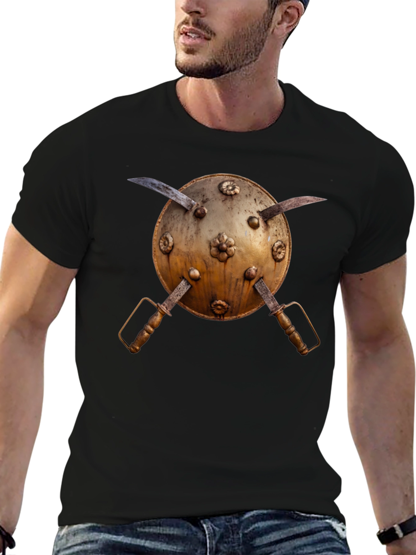 Medieval Shield and Sword Graphic Tee