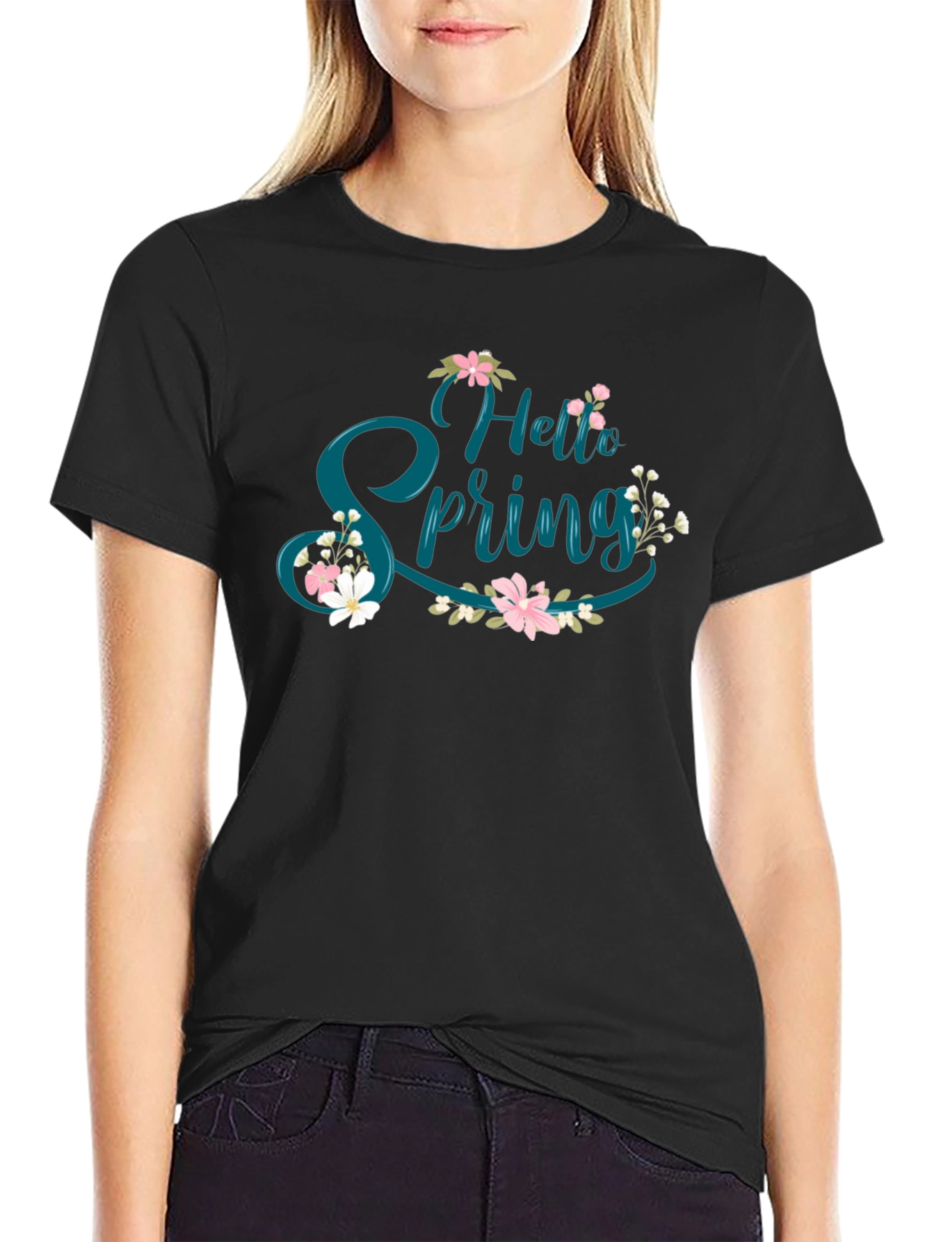 Hello Spring T-Shirt - Floral Design