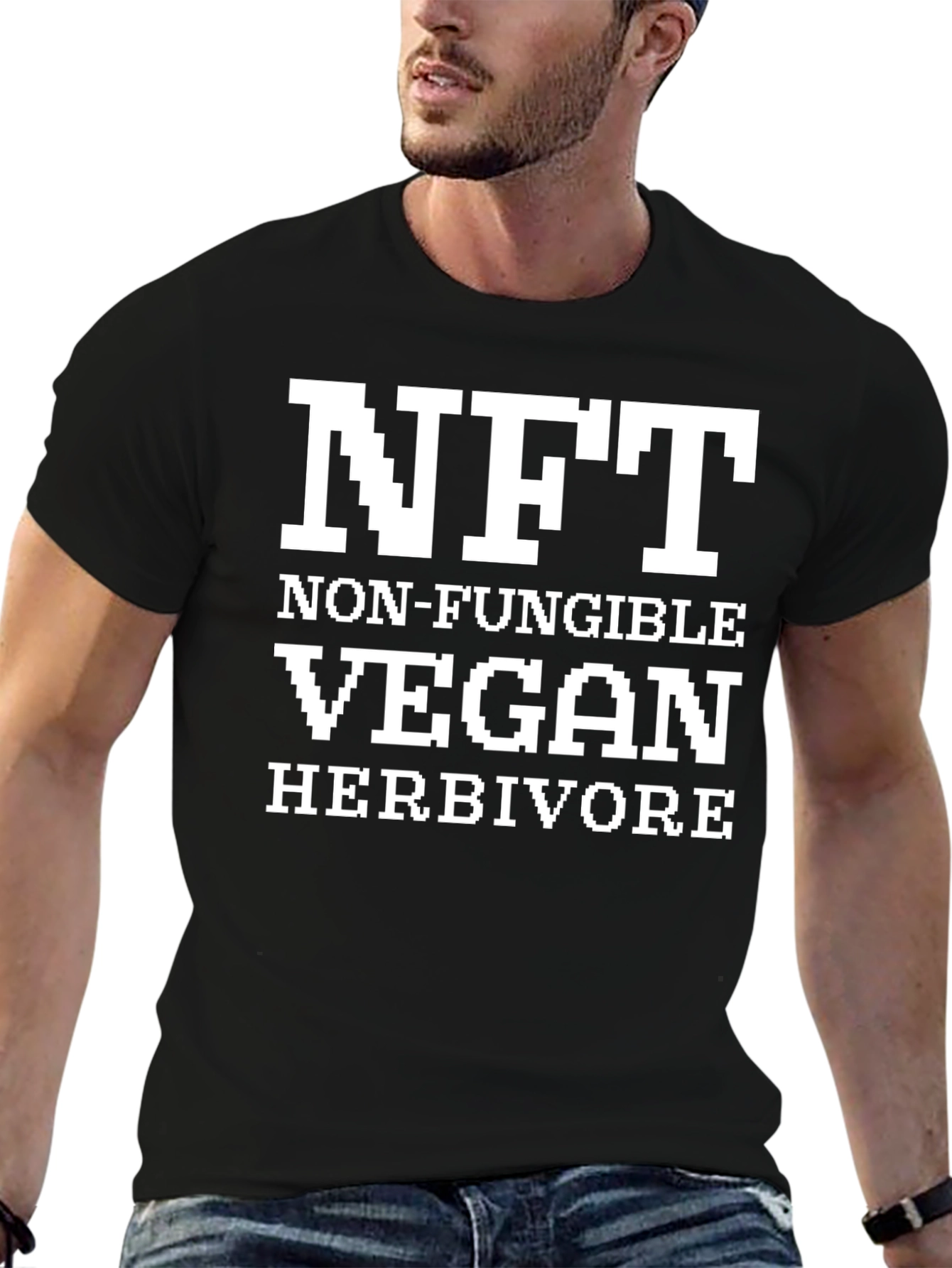 NFT Non-Fungible Vegan Herbivore Black T-Shirt