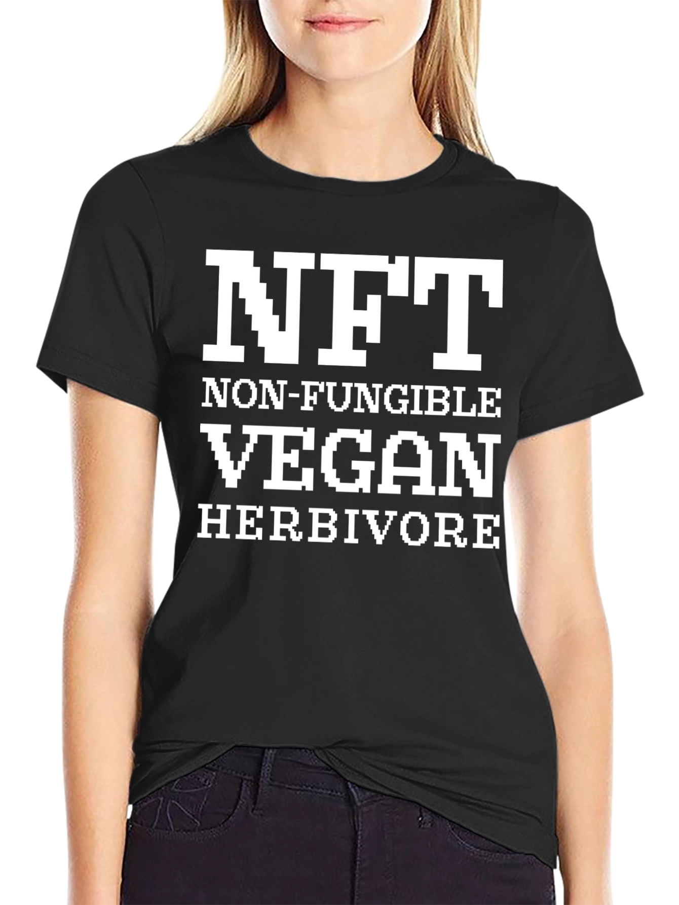NFT Non-Fungible Vegan Herbivore Black T-Shirt