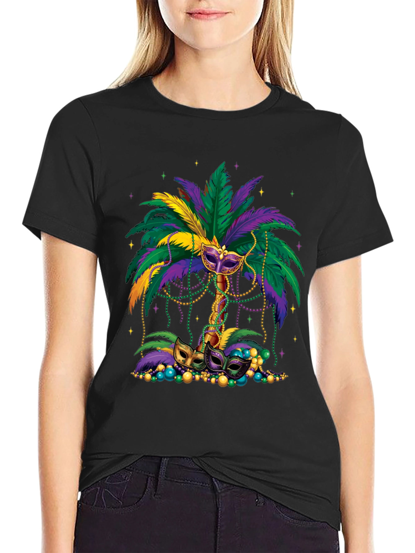 Mardi Gras Palm Tree Mask T-Shirt