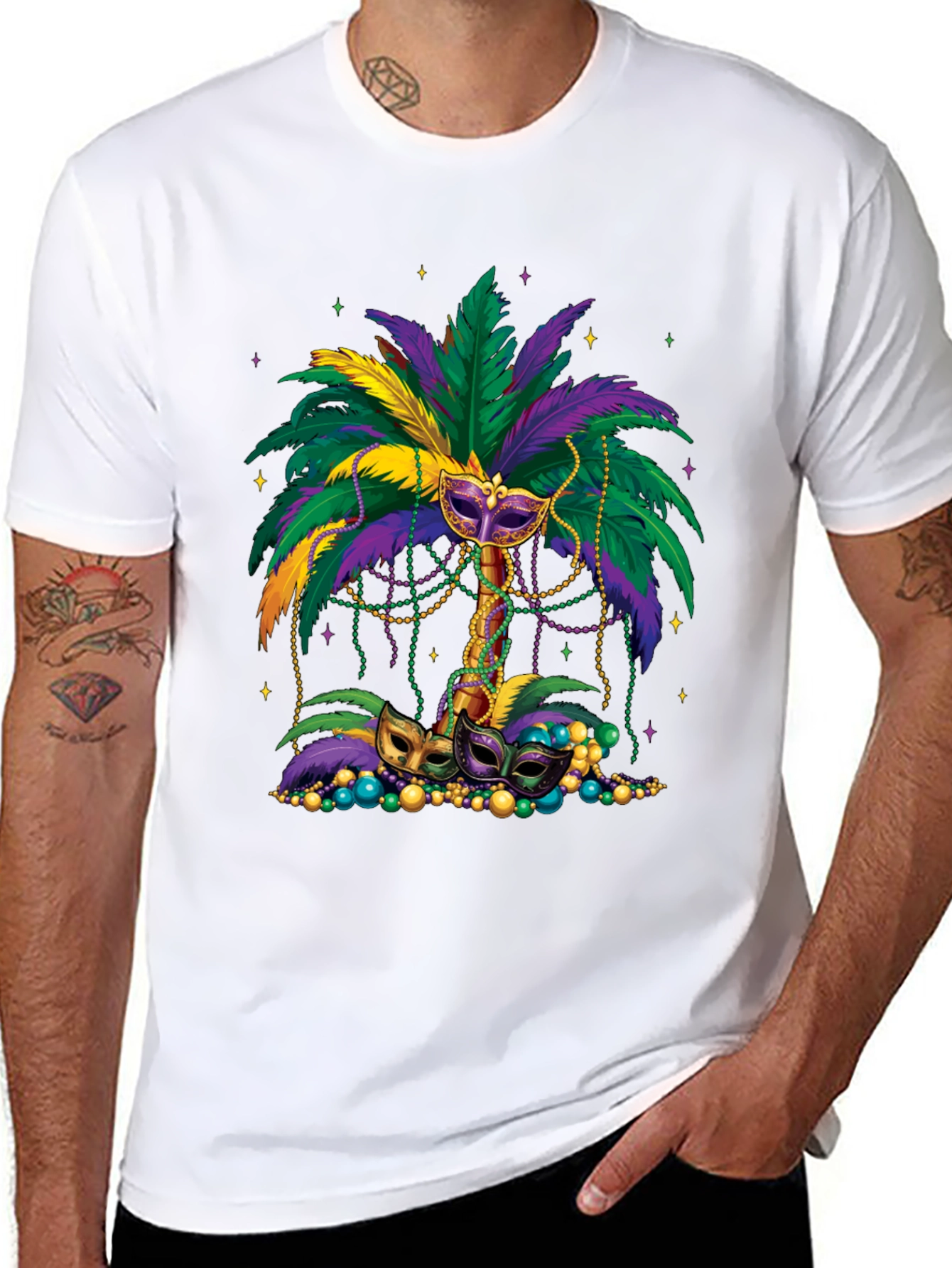 Mardi Gras Palm Tree Mask T-Shirt