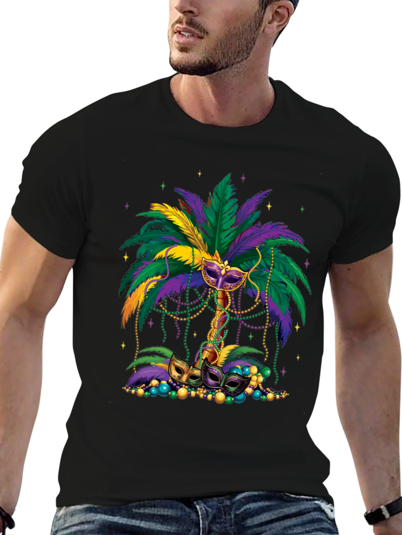 Mardi Gras Palm Tree Mask T-Shirt