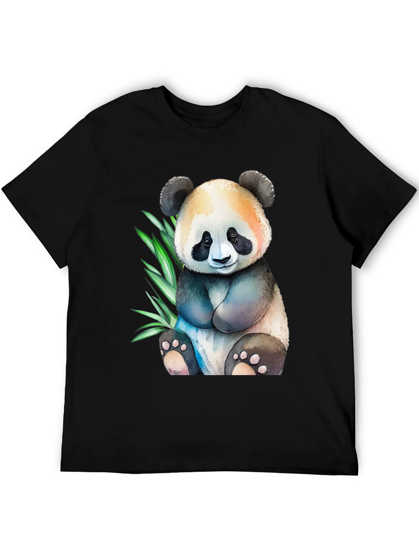 Cute Panda Graphic Tee - Black Cotton Comfort