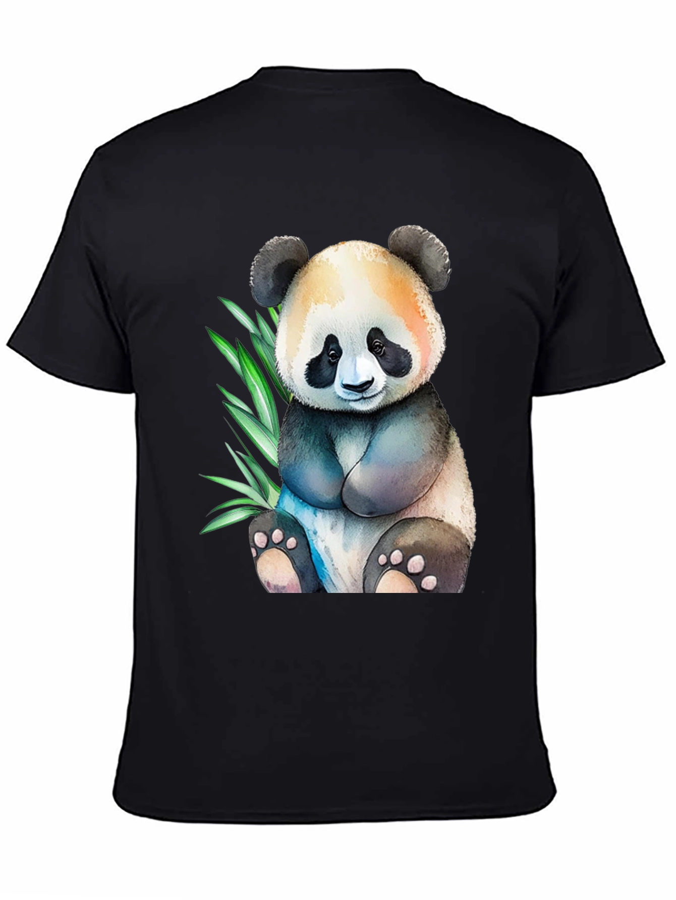 Cute Panda Graphic Tee - Black Cotton Comfort