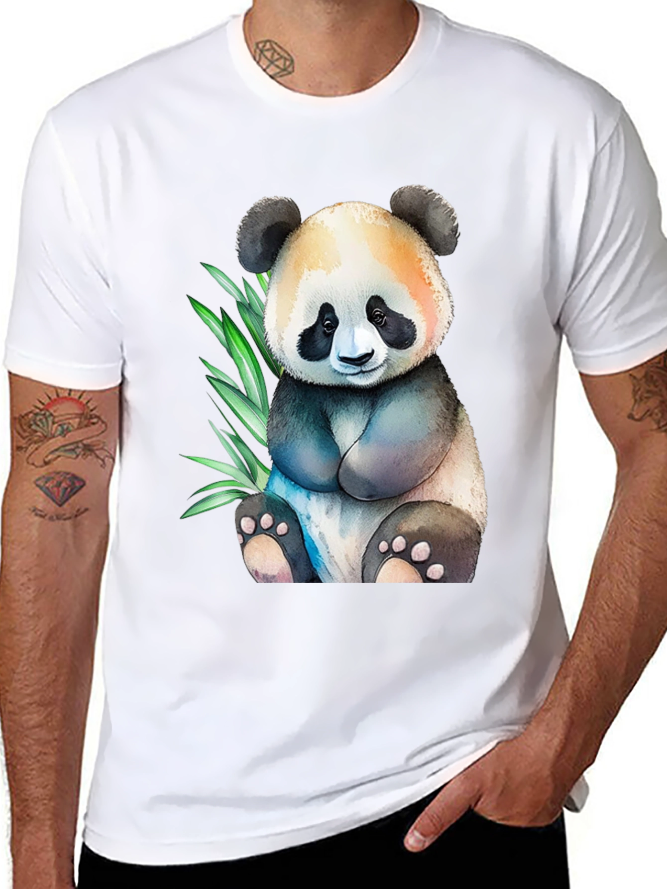 Cute Panda Graphic Tee - Black Cotton Comfort