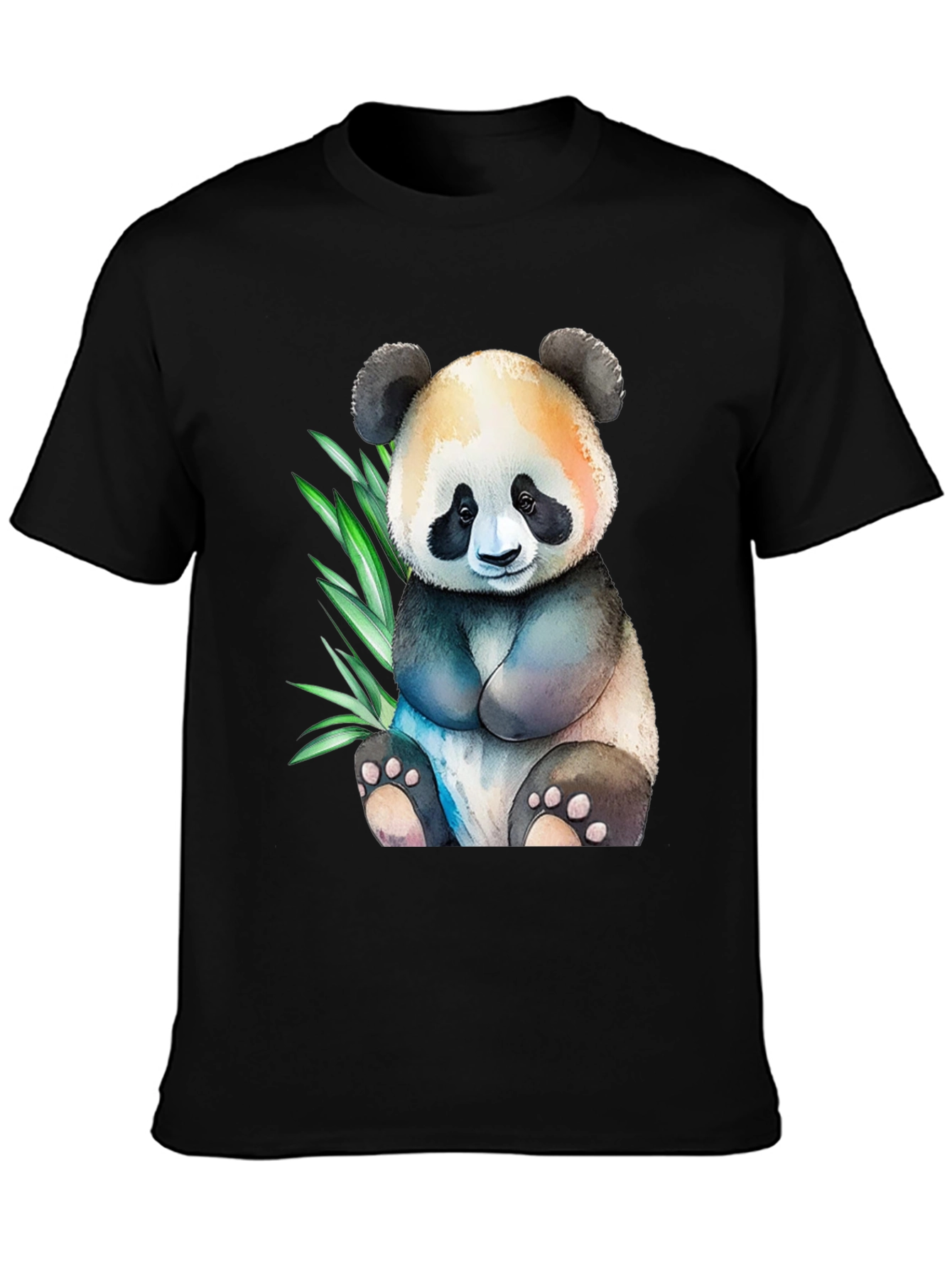 Cute Panda Graphic Tee - Black Cotton Comfort