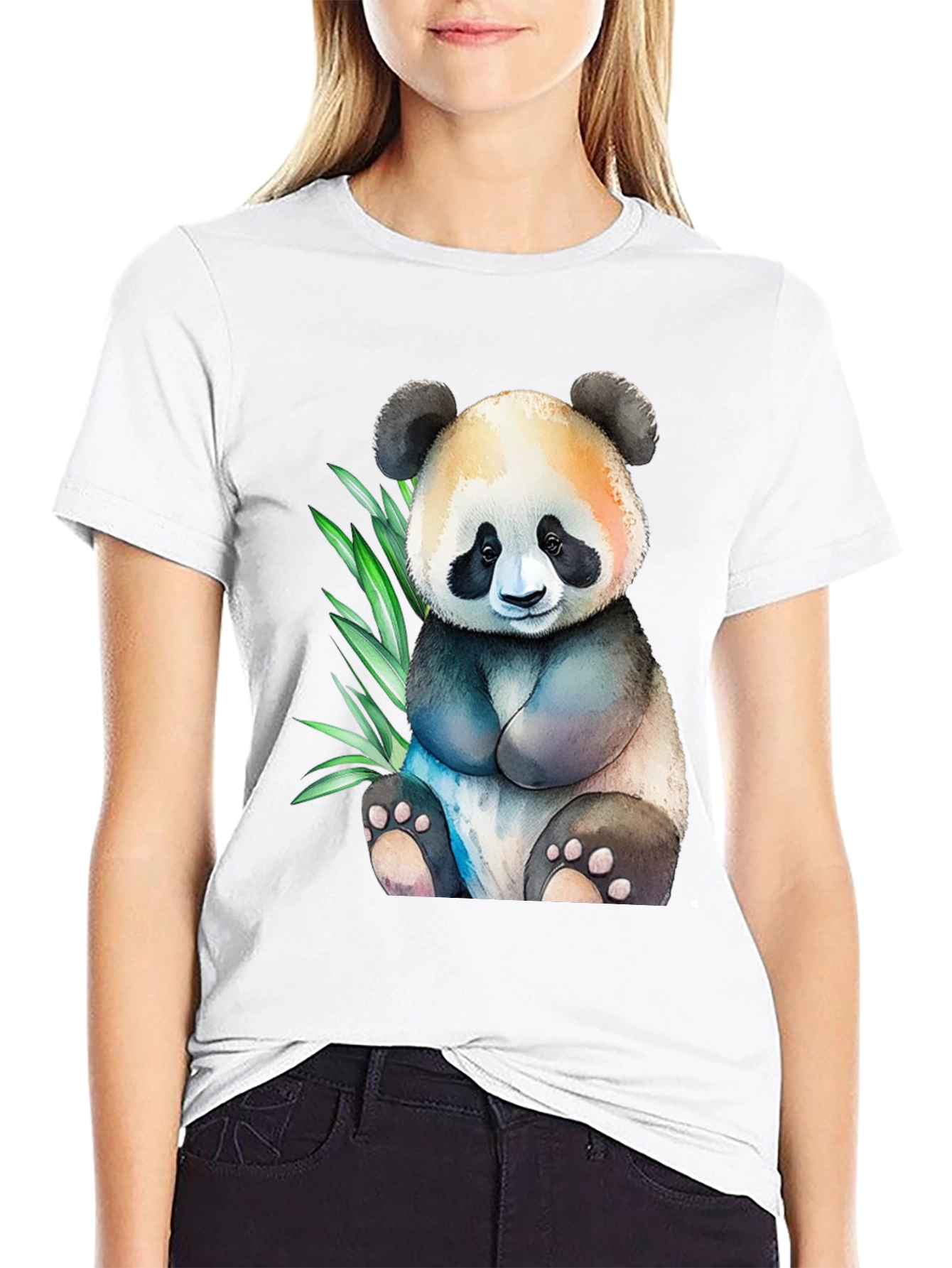 Cute Panda Graphic Tee - Black Cotton Comfort