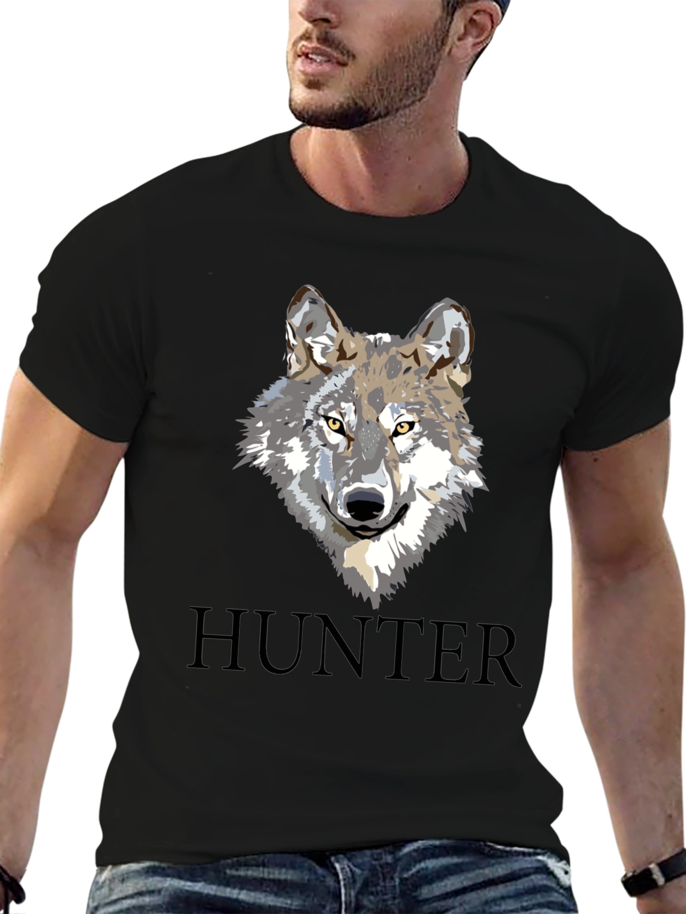 Hunter Wolf Graphic Tee - Mens Black T-Shirt