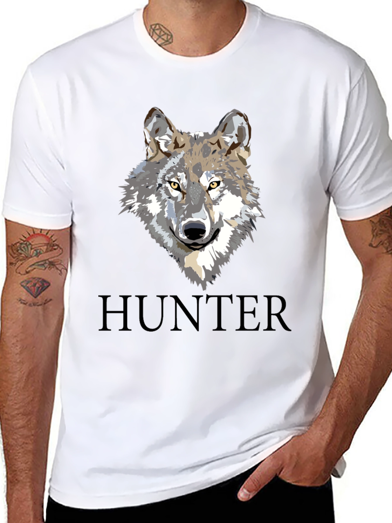 Hunter Wolf Graphic Tee - Mens Black T-Shirt