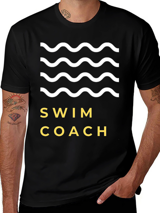 Swim Coach T-Shirt - Wavy Graphic Tee