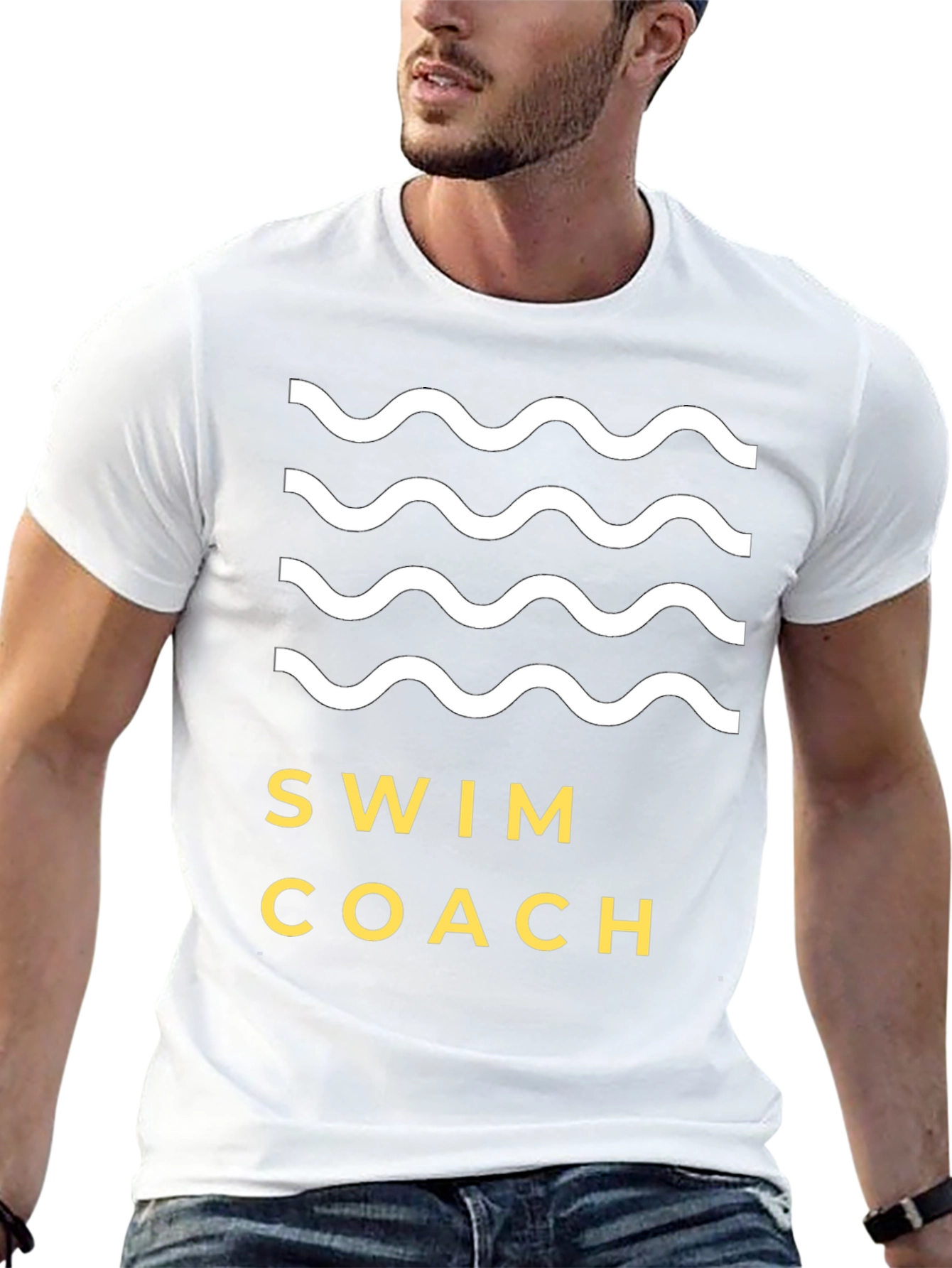 Swim Coach T-Shirt - Wavy Graphic Tee