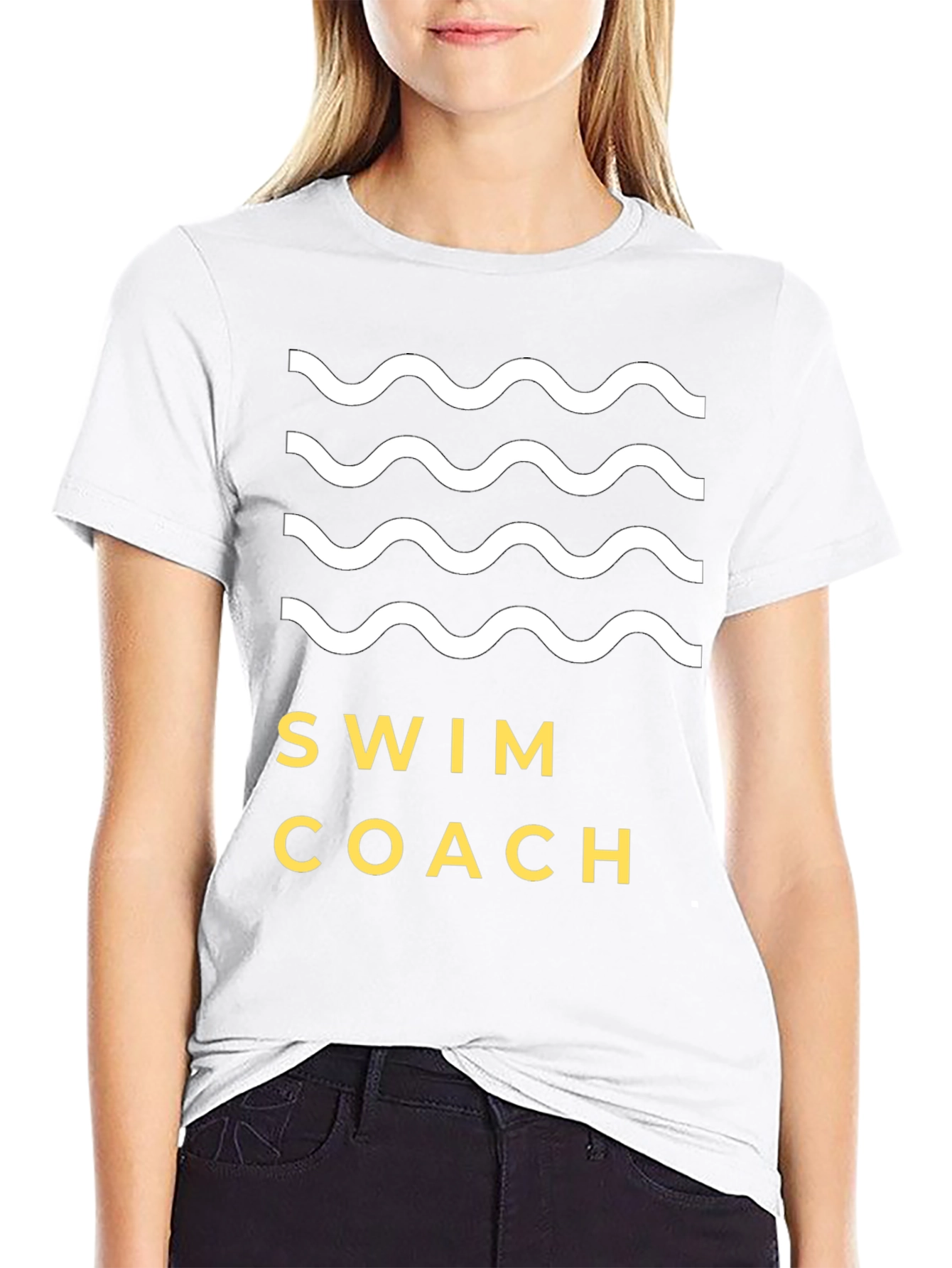 Swim Coach T-Shirt - Wavy Graphic Tee