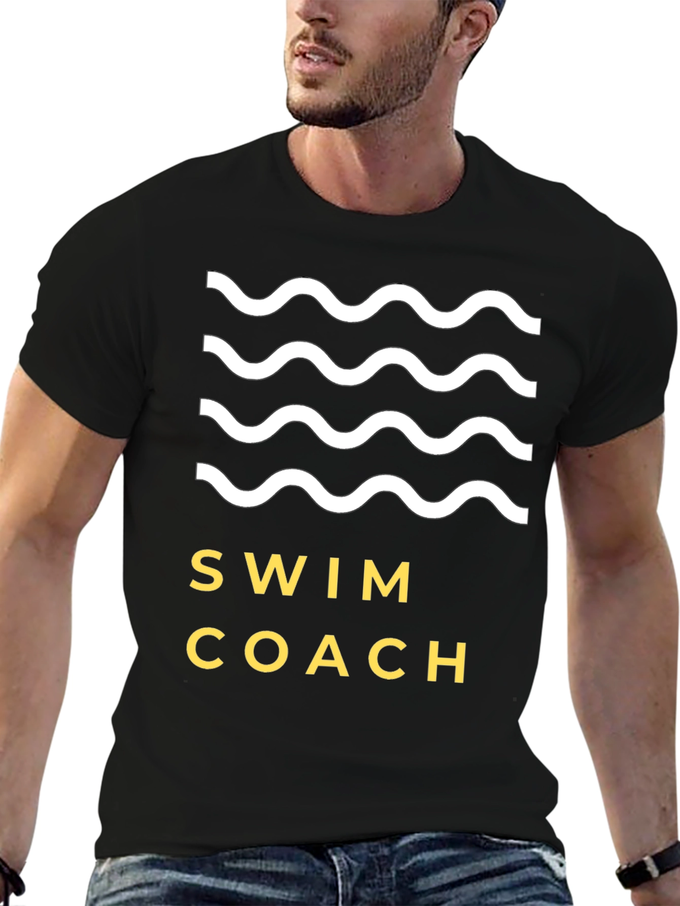 Swim Coach T-Shirt - Wavy Graphic Tee