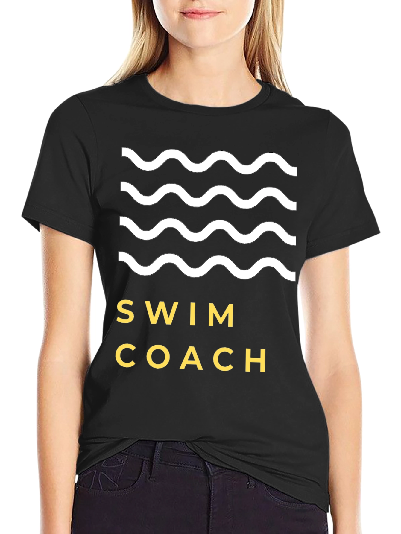 Swim Coach T-Shirt - Wavy Graphic Tee