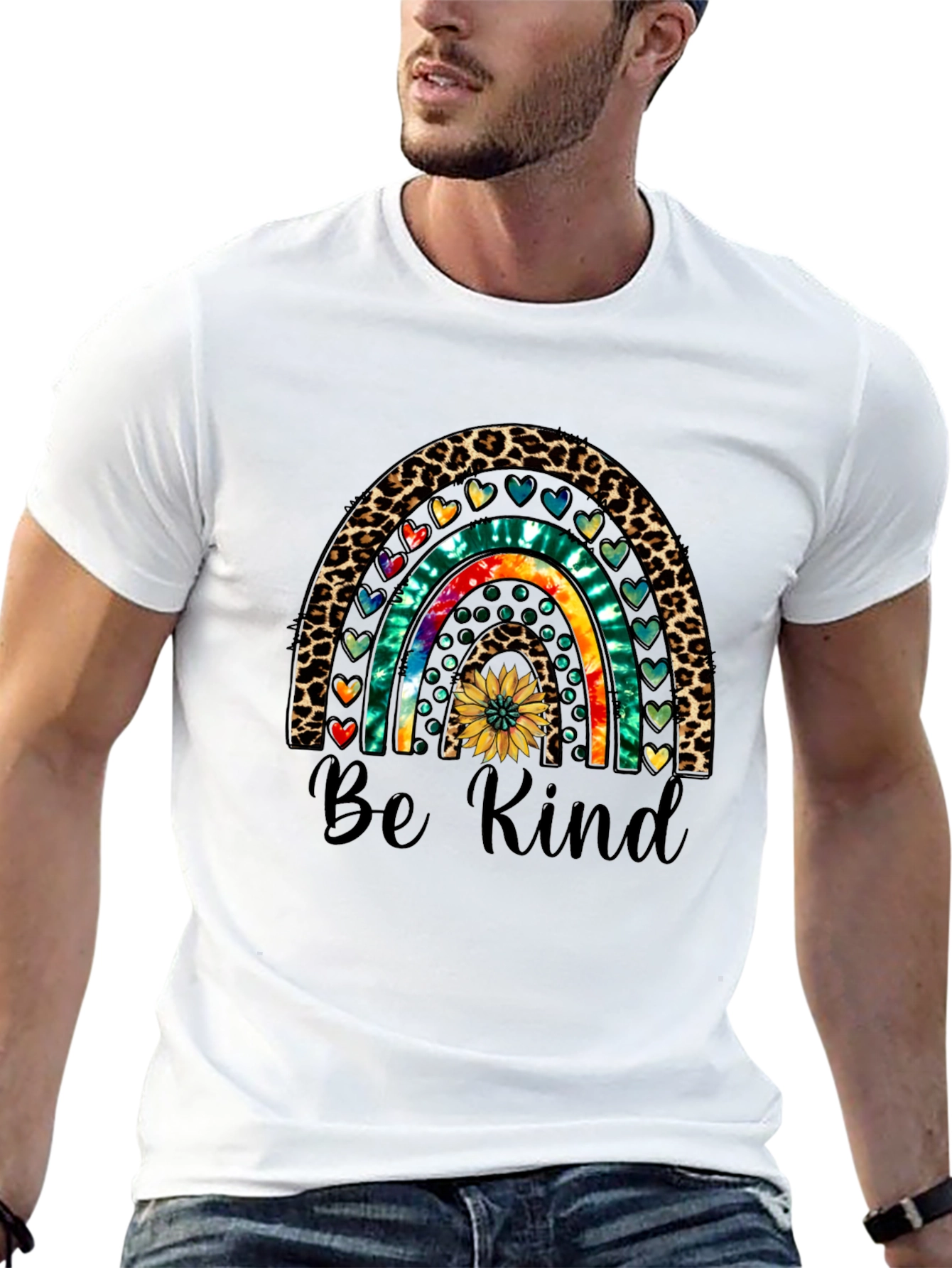 Be Kind Rainbow Graphic Tee - Casual Comfort