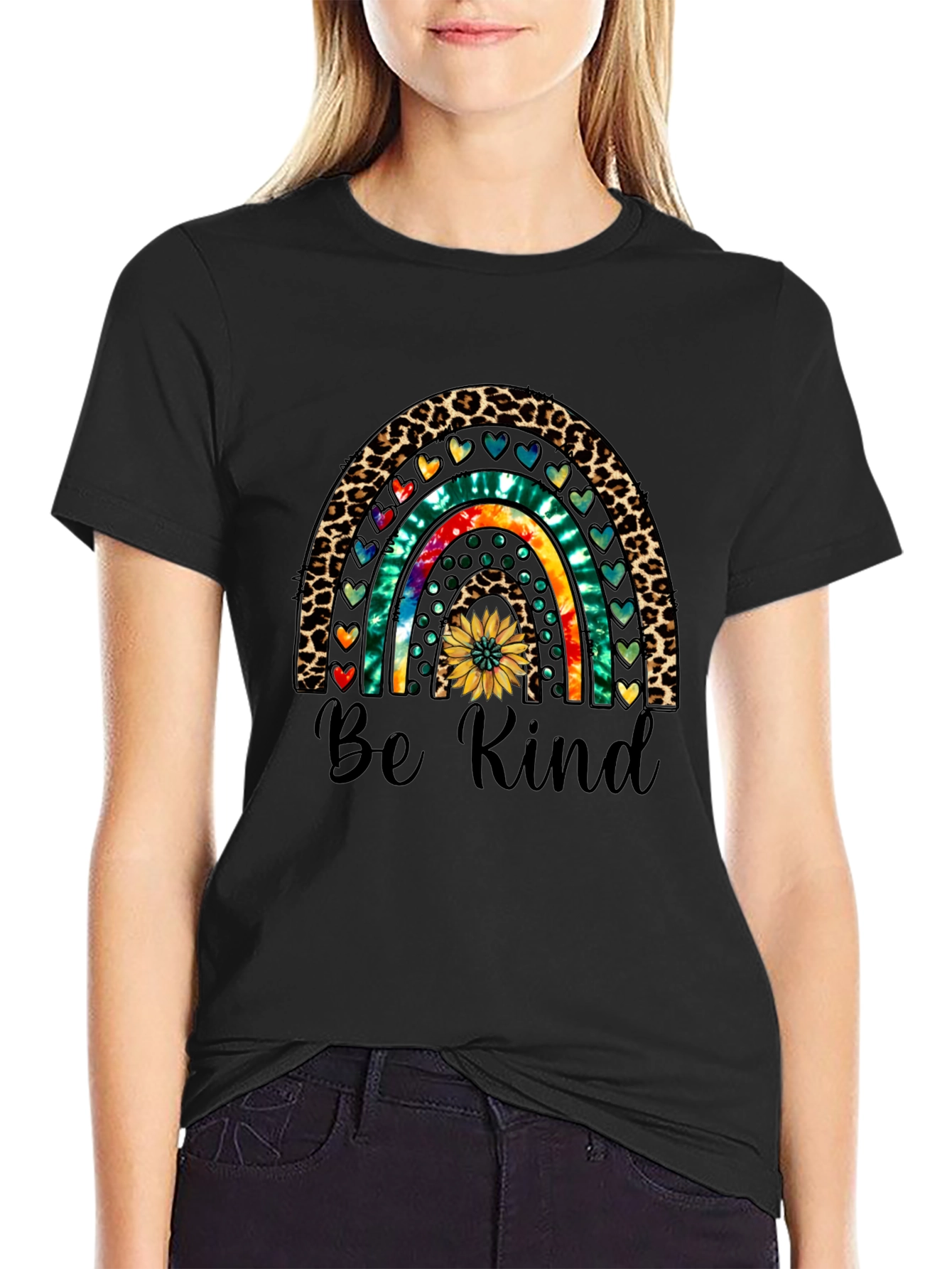 Be Kind Rainbow Graphic Tee - Casual Comfort