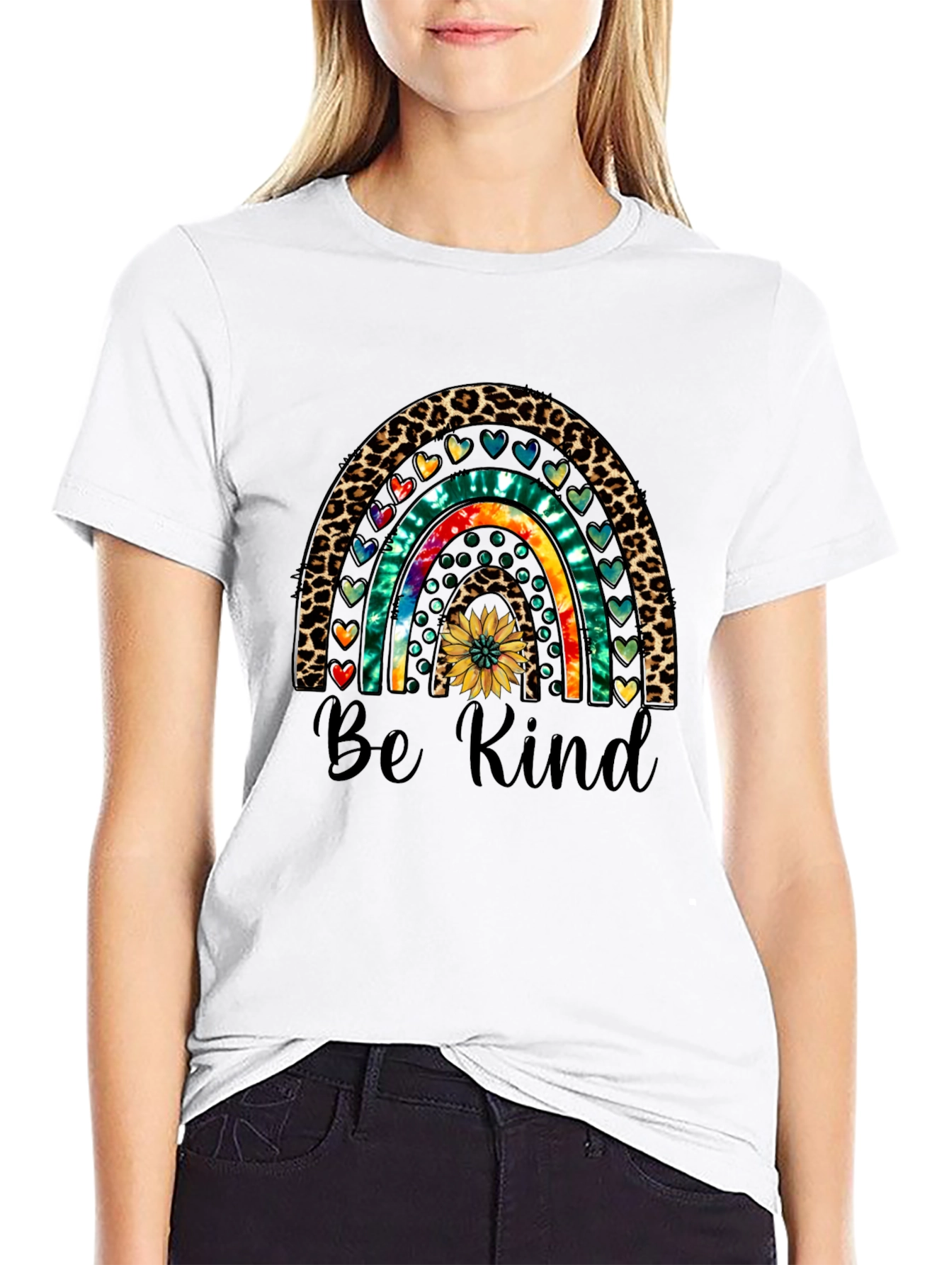 Be Kind Rainbow Graphic Tee - Casual Comfort