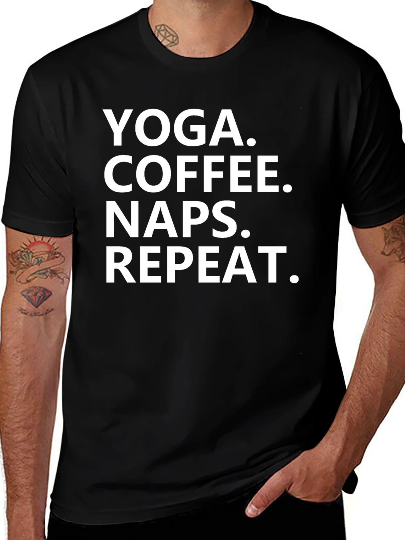 Yoga Coffee Naps Repeat T-Shirt - Black Graphic Tee