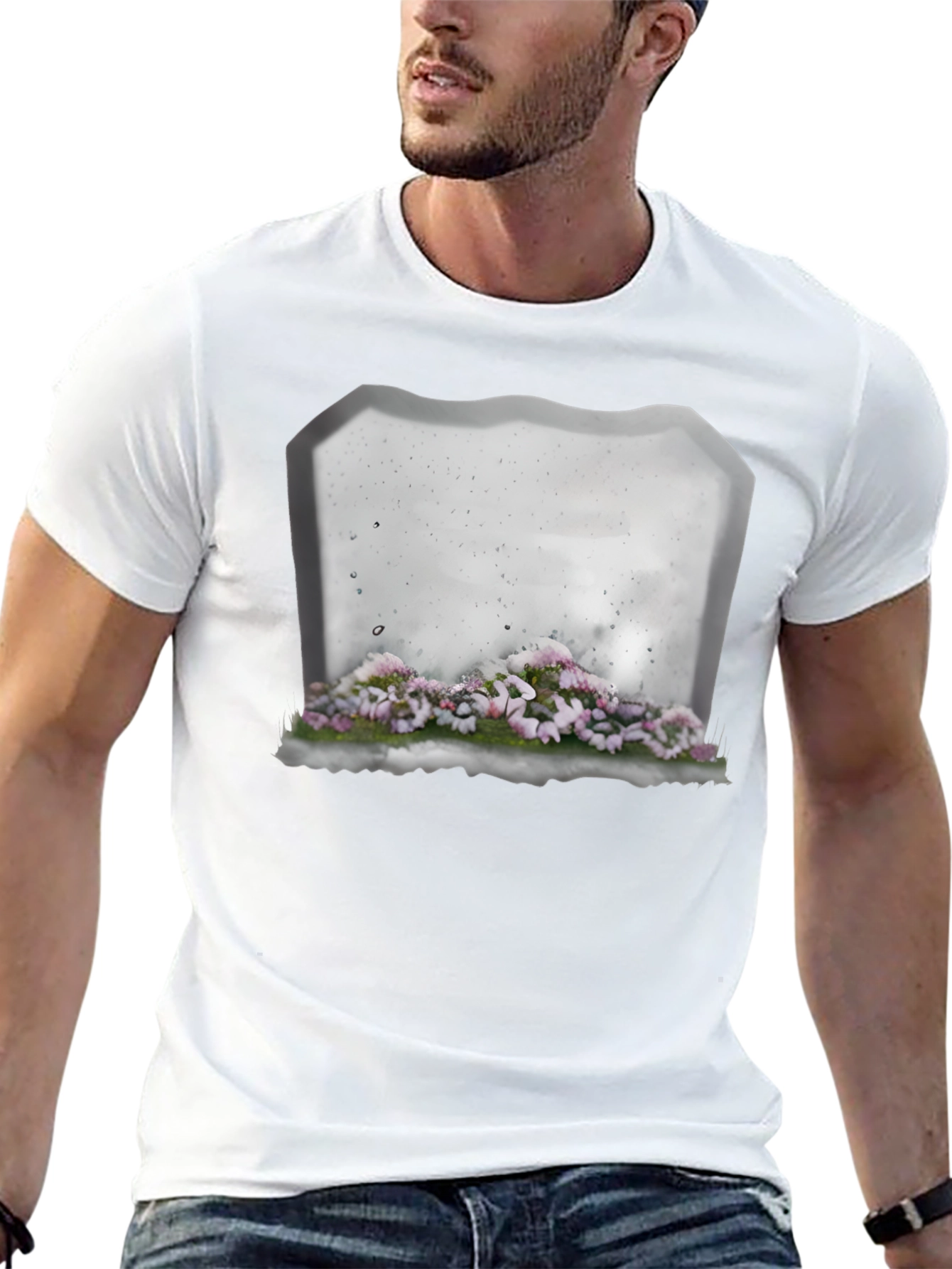 Floral Tombstone T-Shirt - Gothic Style