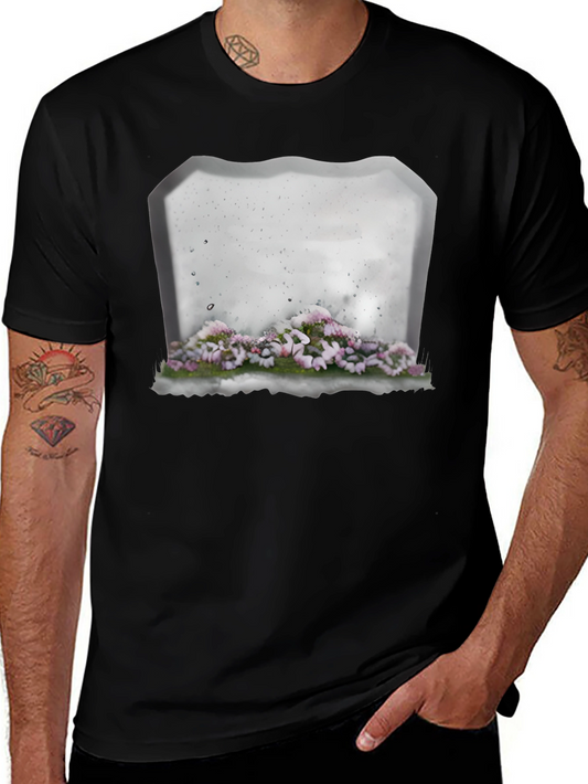 Floral Tombstone T-Shirt - Gothic Style