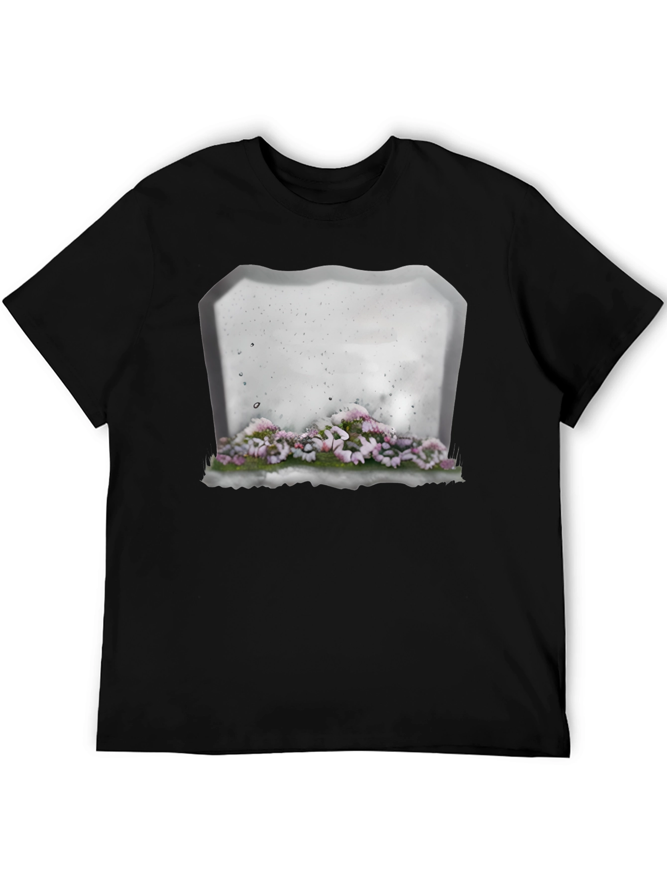 Floral Tombstone T-Shirt - Gothic Style