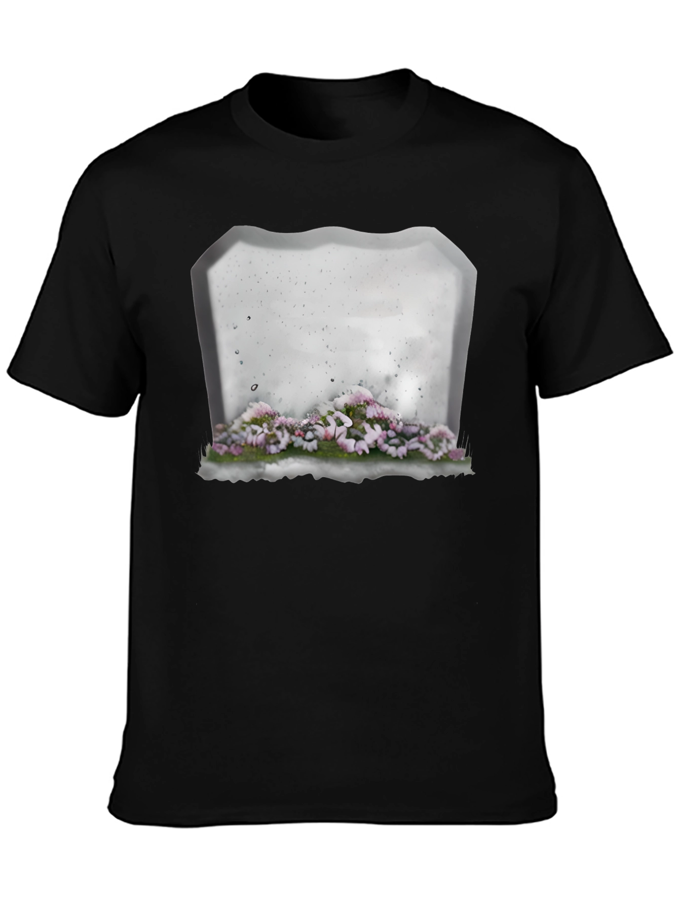 Floral Tombstone T-Shirt - Gothic Style