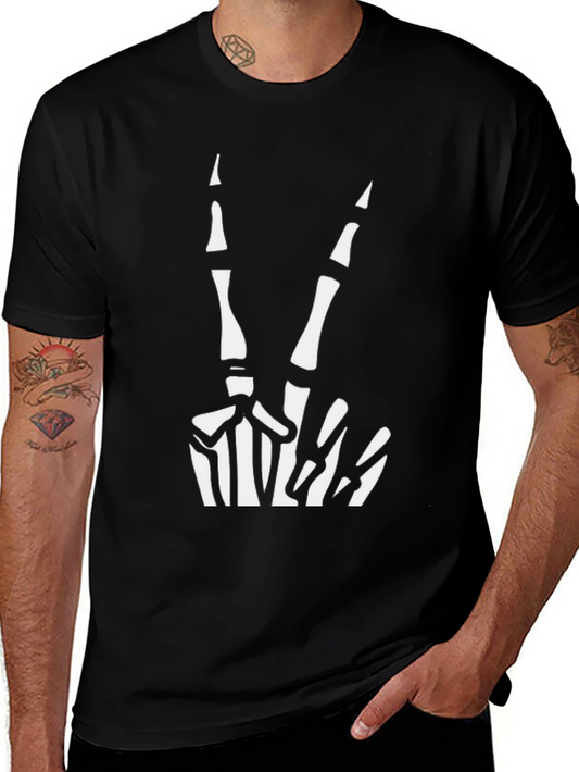 Skeleton Peace Sign Black T-Shirt