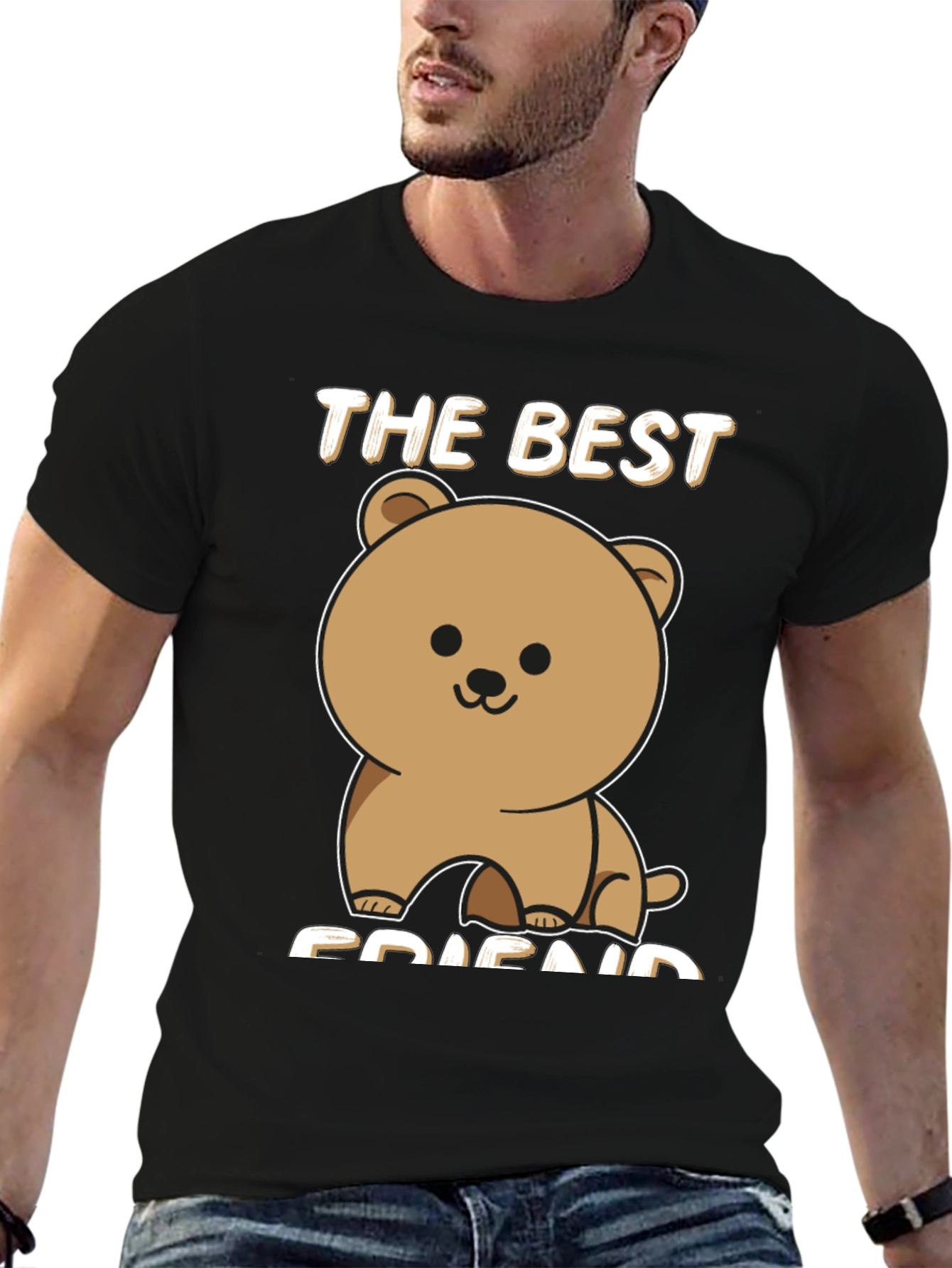 Best Friend Bear Graphic Tee - Black