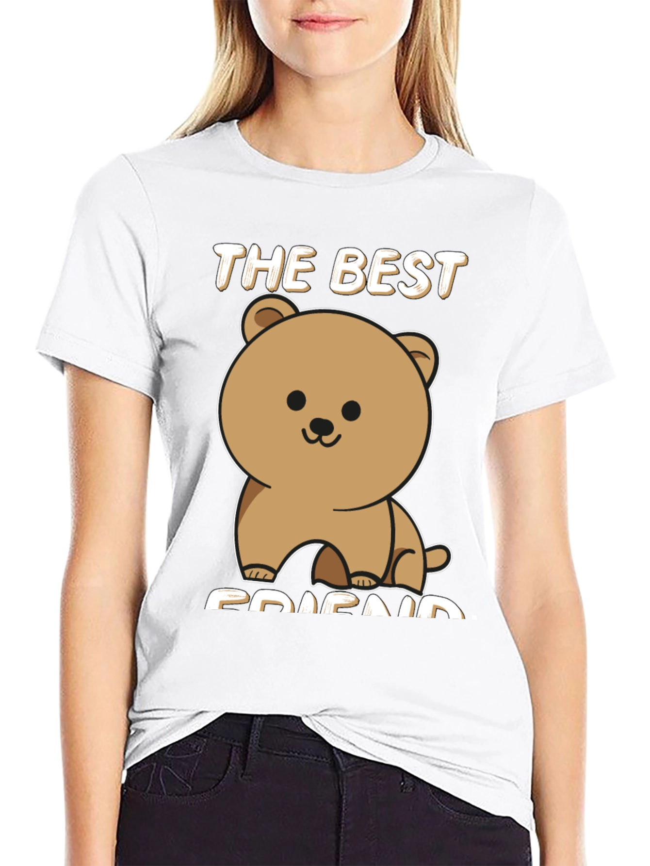 Best Friend Bear Graphic Tee - Black