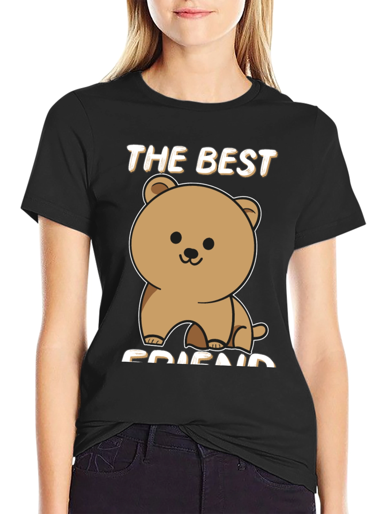 Best Friend Bear Graphic Tee - Black
