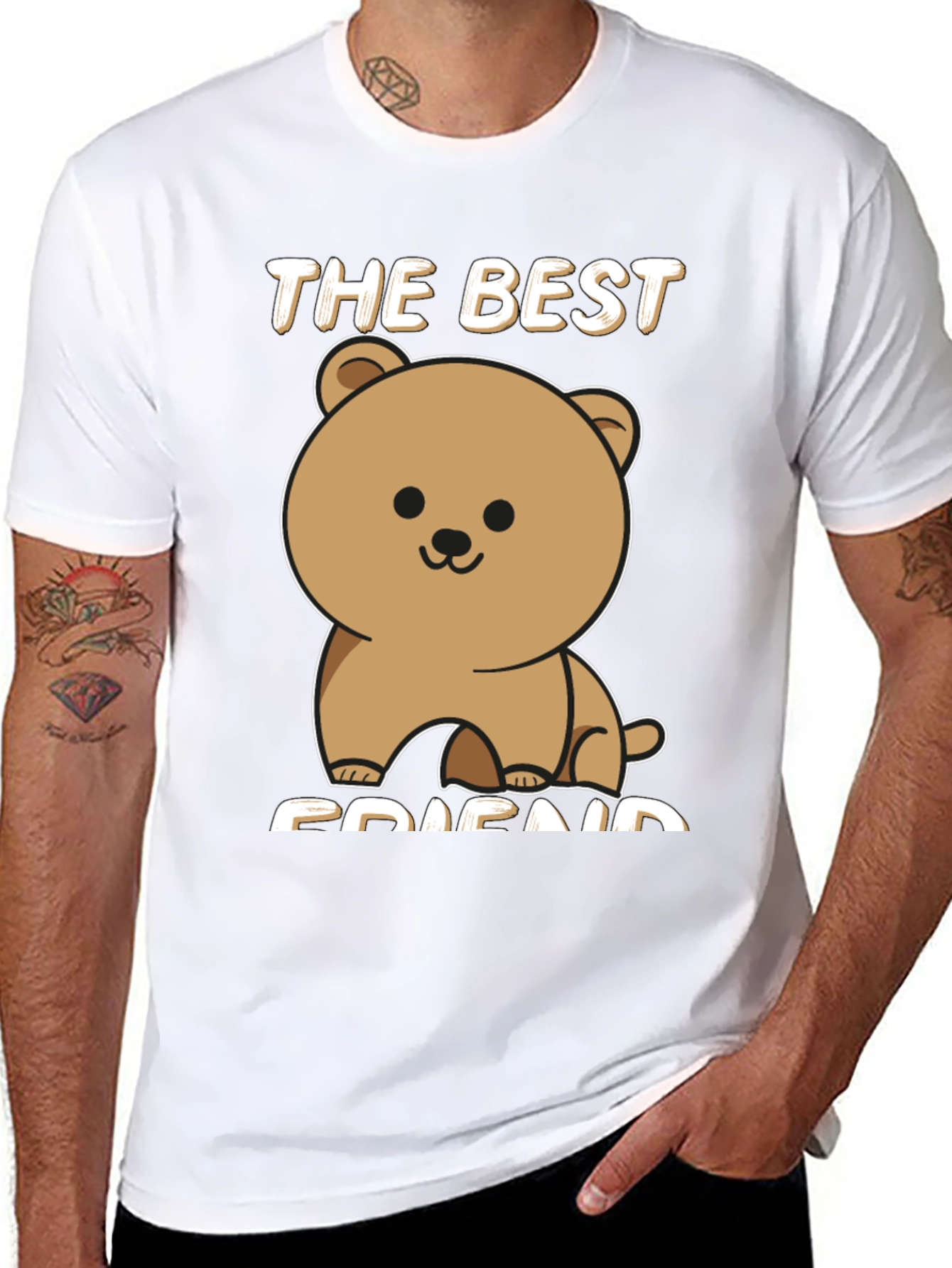 Best Friend Bear Graphic Tee - Black