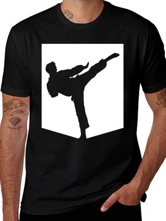 Karate Kick Graphic T-Shirt - Black Cotton Tee