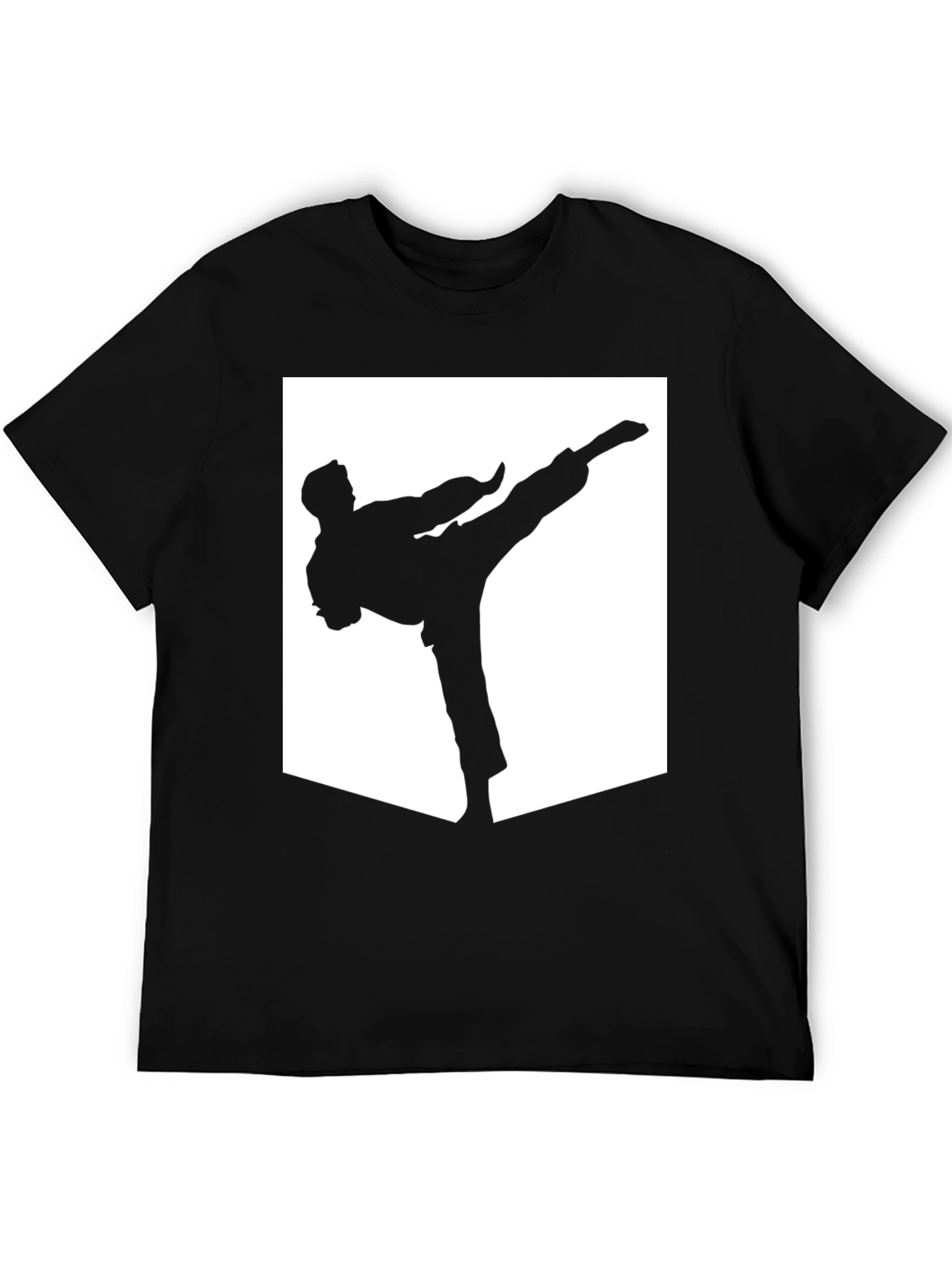 Karate Kick Graphic T-Shirt - Black Cotton Tee