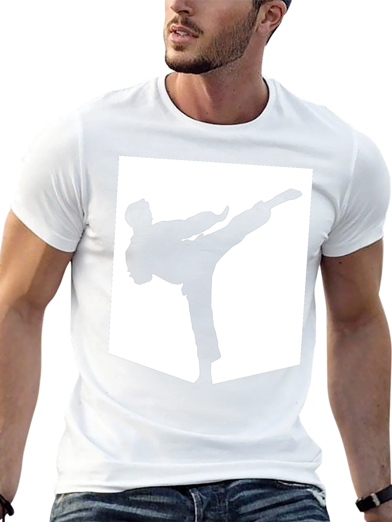 Karate Kick Graphic T-Shirt - Black Cotton Tee
