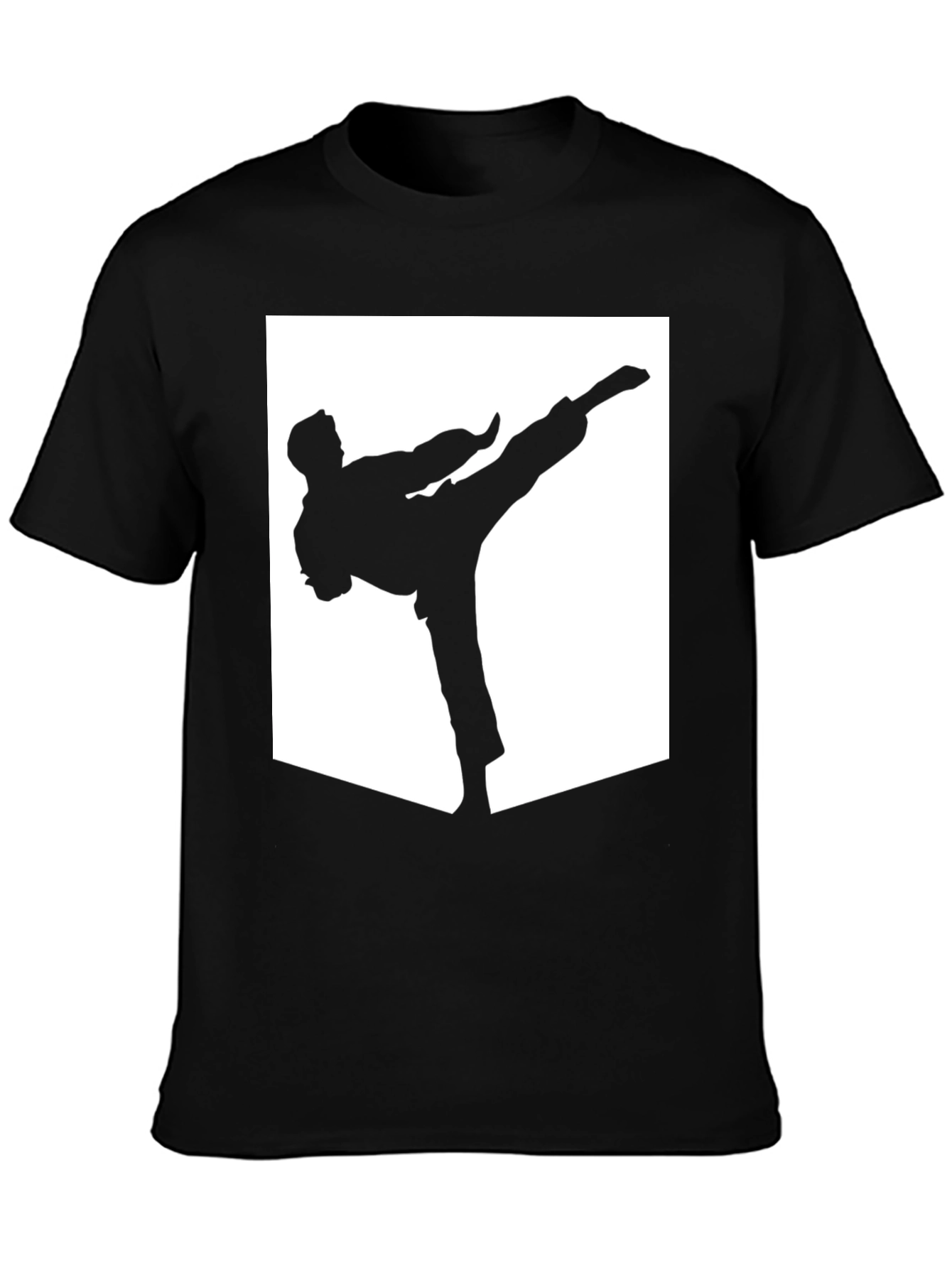 Karate Kick Graphic T-Shirt - Black Cotton Tee