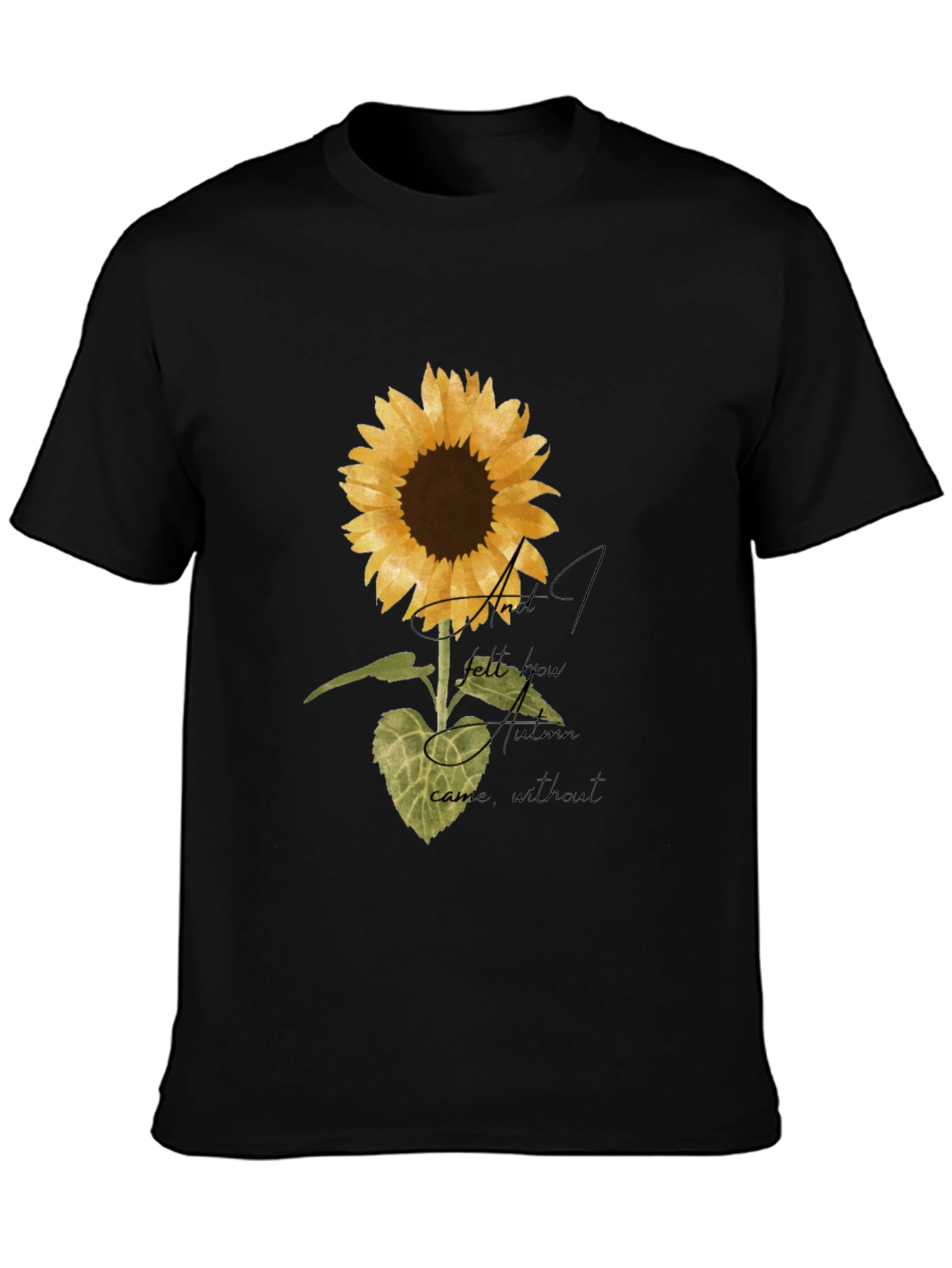 Sunflower Graphic Print Black T-Shirt