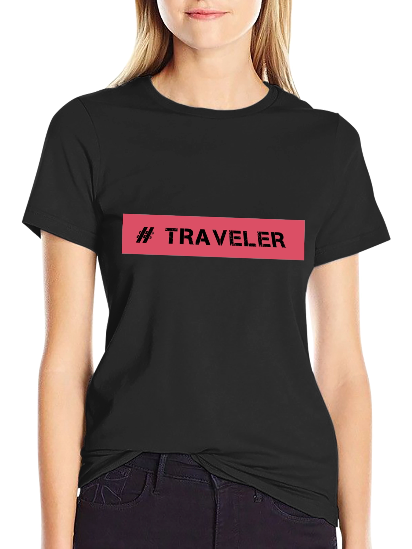 Traveler Graphic Tee - Black Cotton T-Shirt
