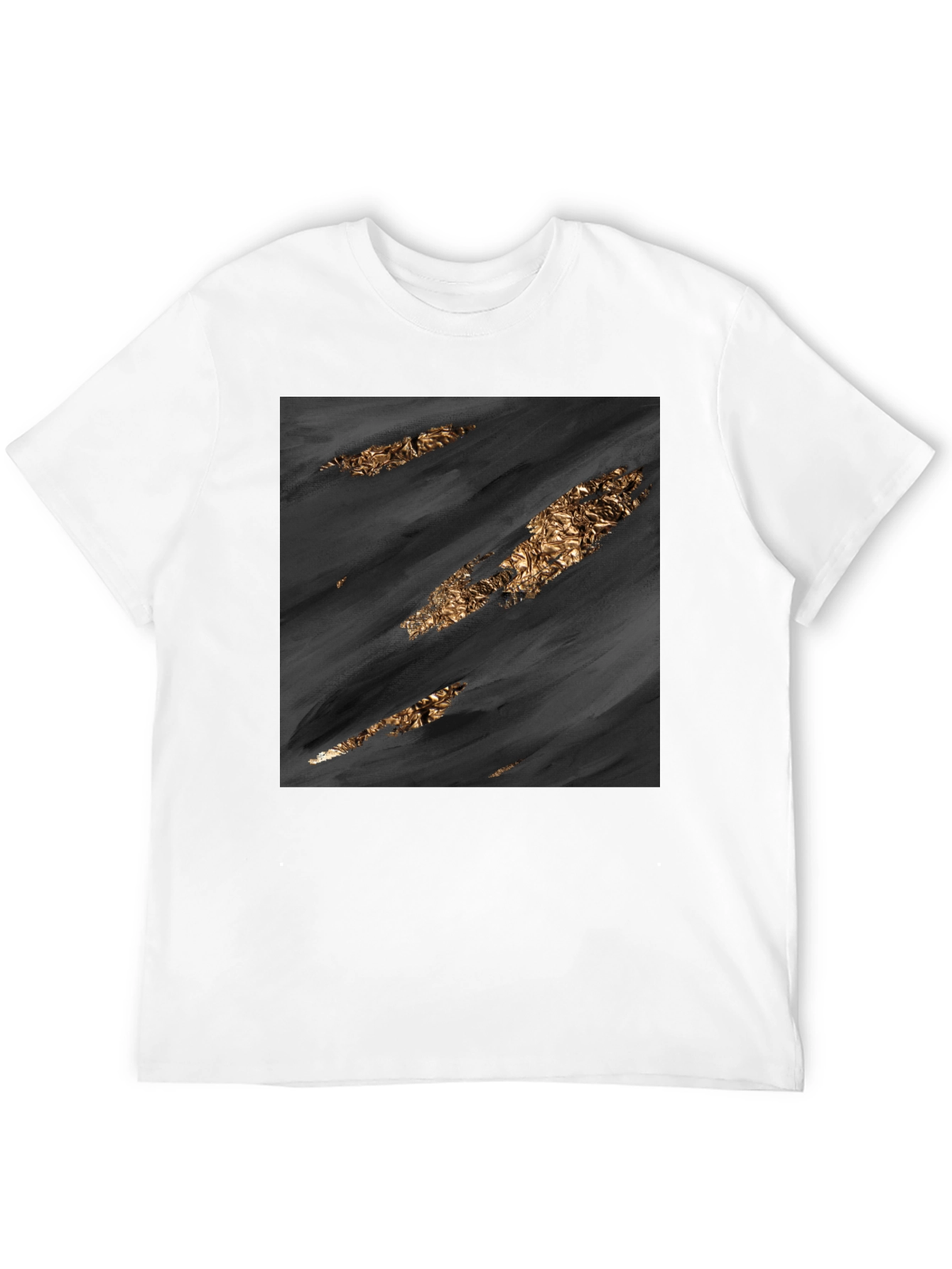 Stylish Black Tee with Abstract Gold Detail