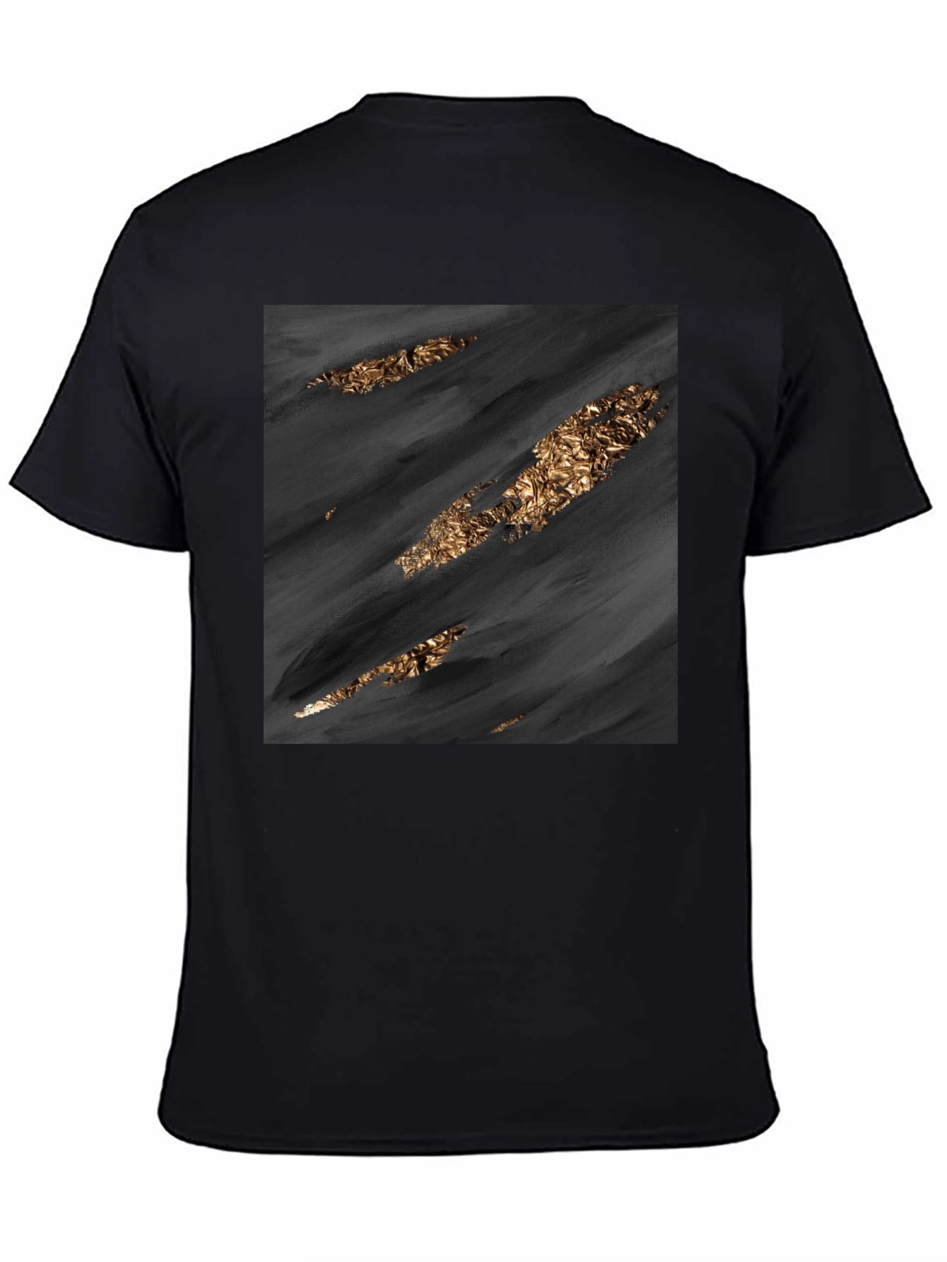Stylish Black Tee with Abstract Gold Detail