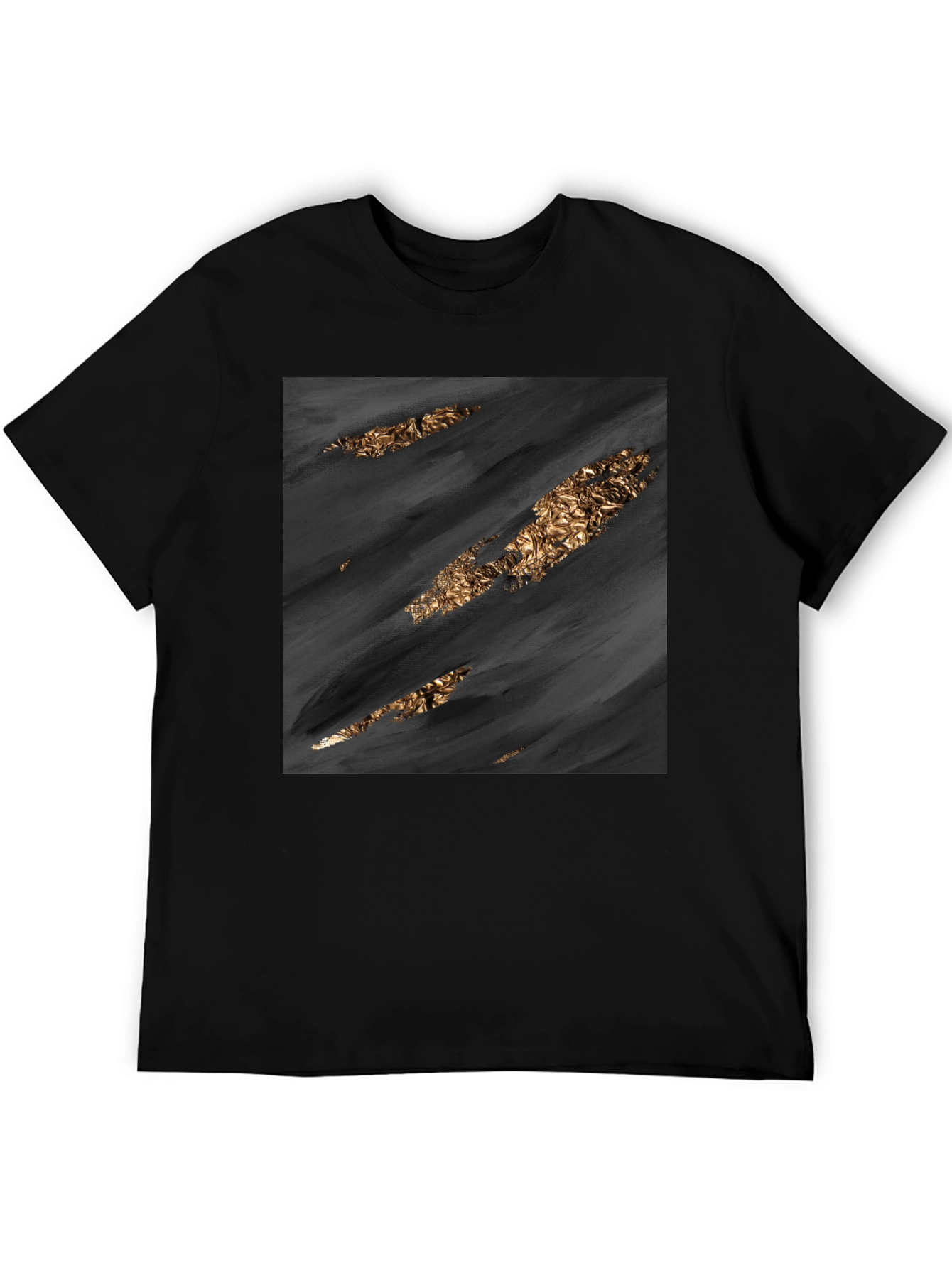 Stylish Black Tee with Abstract Gold Detail