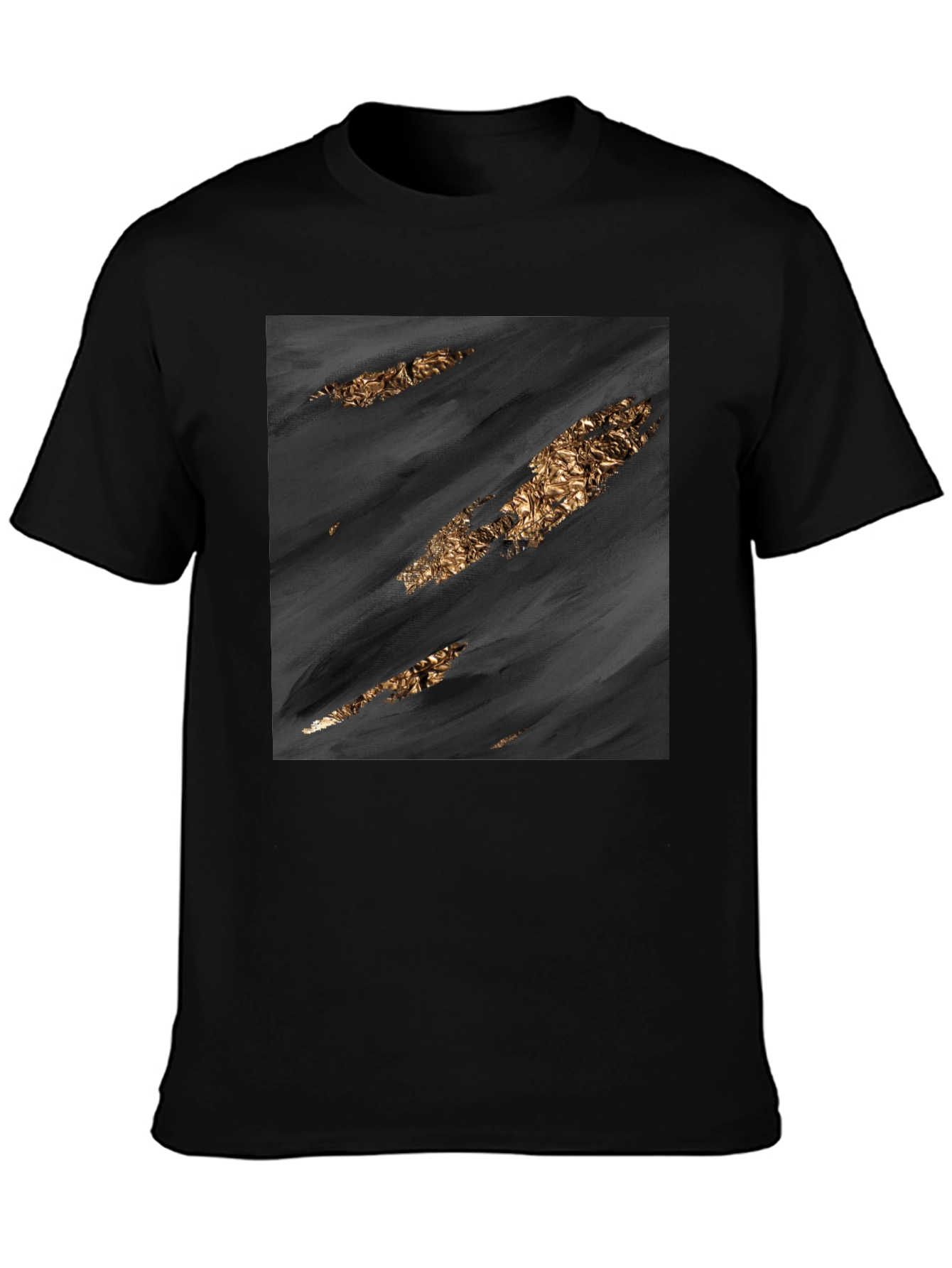 Stylish Black Tee with Abstract Gold Detail