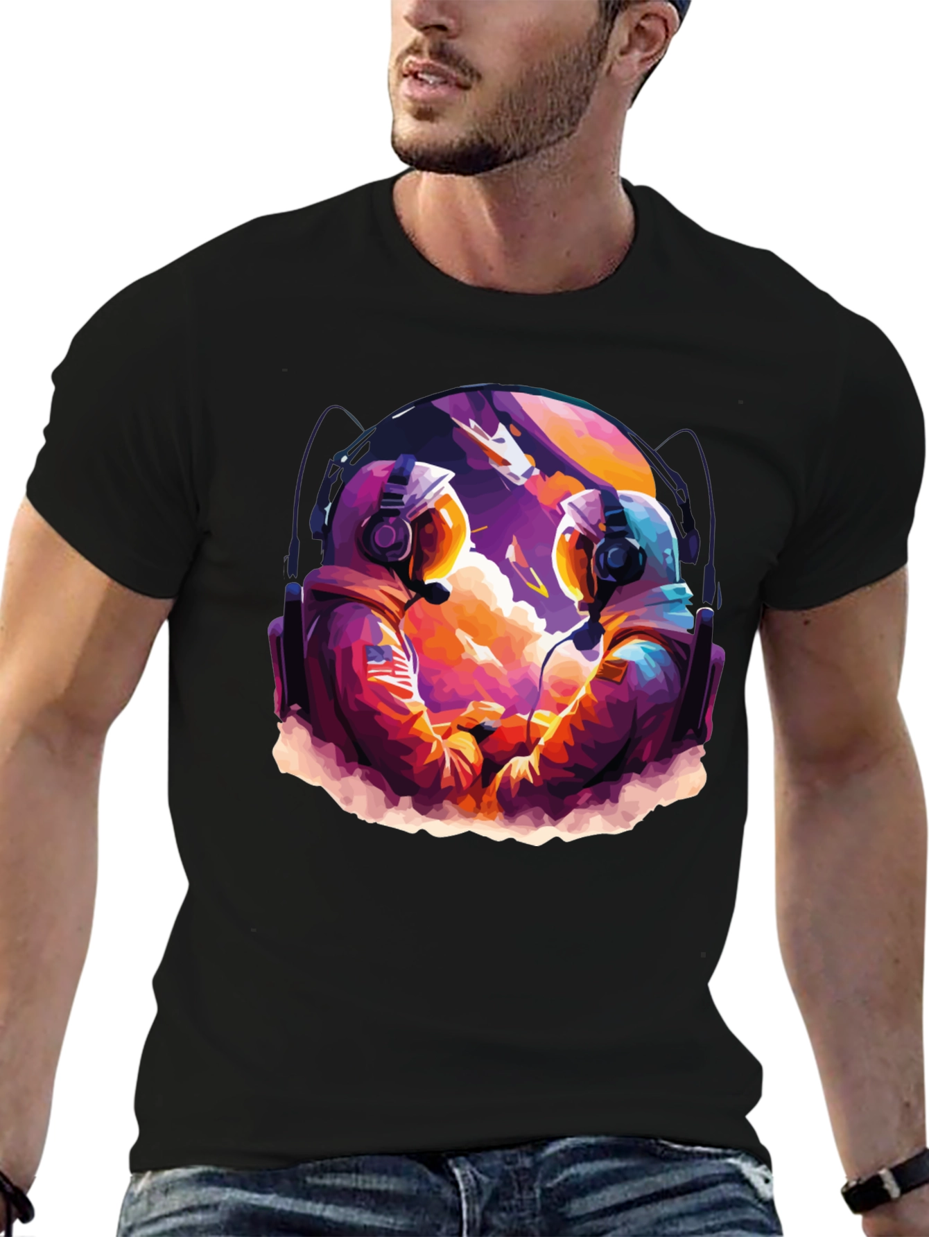 Astronaut Duo Graphic Tee - Space Adventure Design