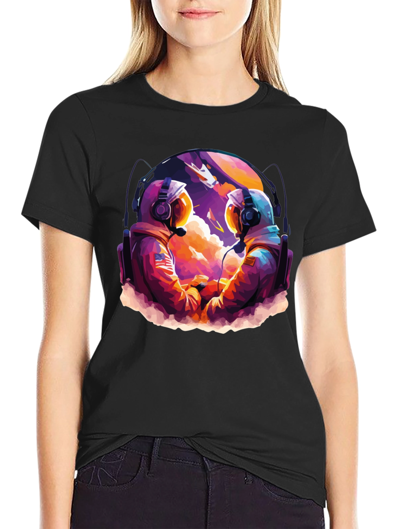 Astronaut Duo Graphic Tee - Space Adventure Design